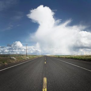 Two lane highway on the Columbia Plateau, Oregon