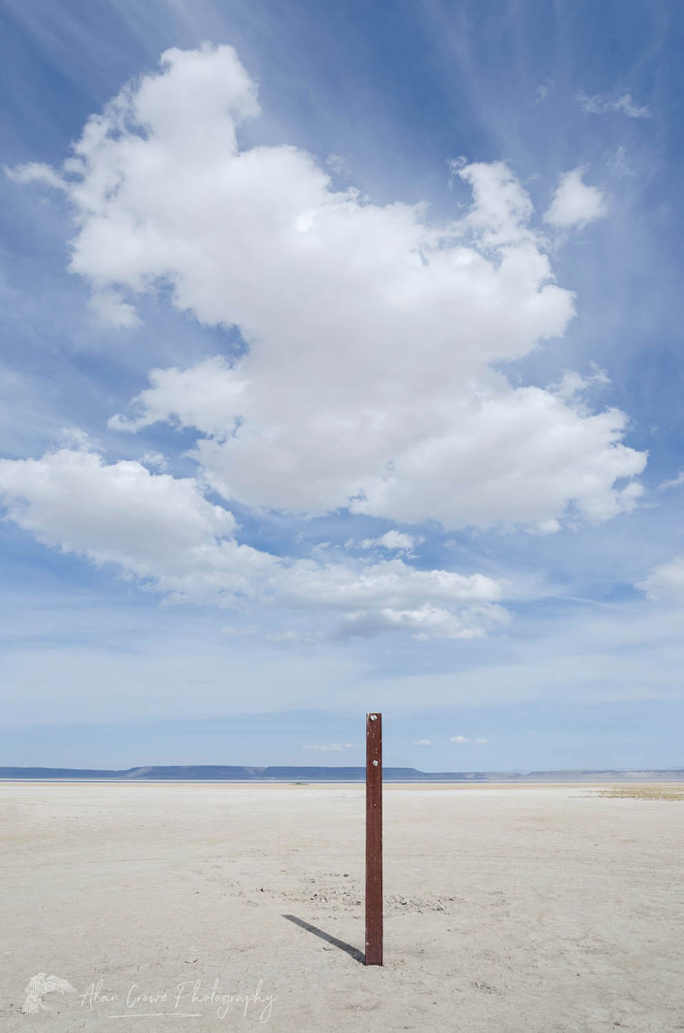 Marker on edge of dry Alvord Lake, a seasonal shallow alkali lake in Harney County, Oregon #60960