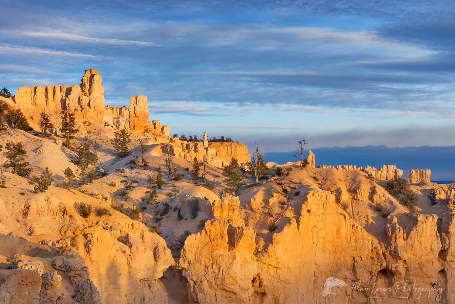 Setting sun on cliffs of Bryce Canyon from Paria View, Bryce Canyon National Park #31306