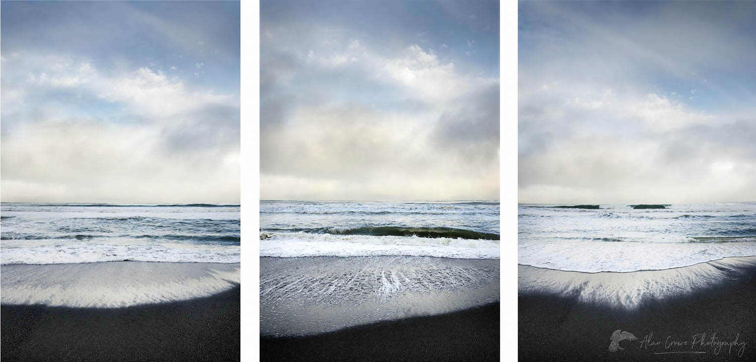 Gold Bluffs Beach Vertical Triptych, Prairie Creek Redwoods State Park, California