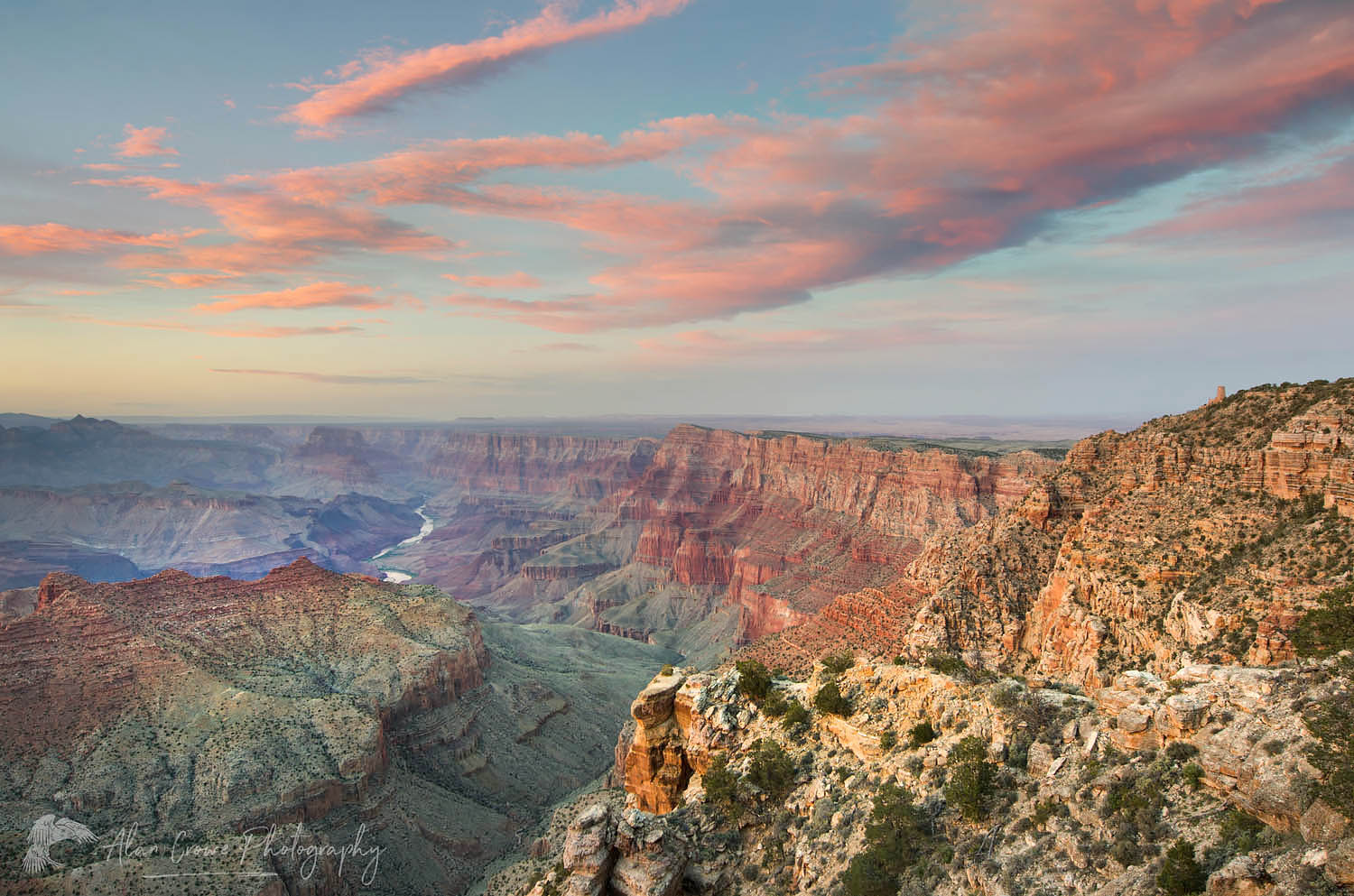 Clouds glowing in the last rays of setting sun over Navajo Point, Grand Canyon National Park #55611