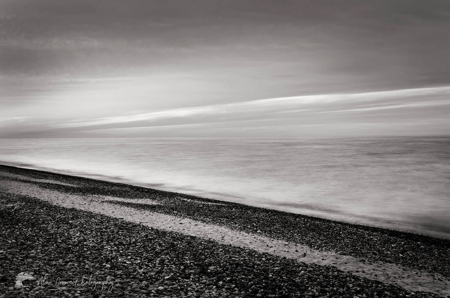 Lake Superior seen from beach at Whitefish Point Upper Peninsula Michigan #63784bw