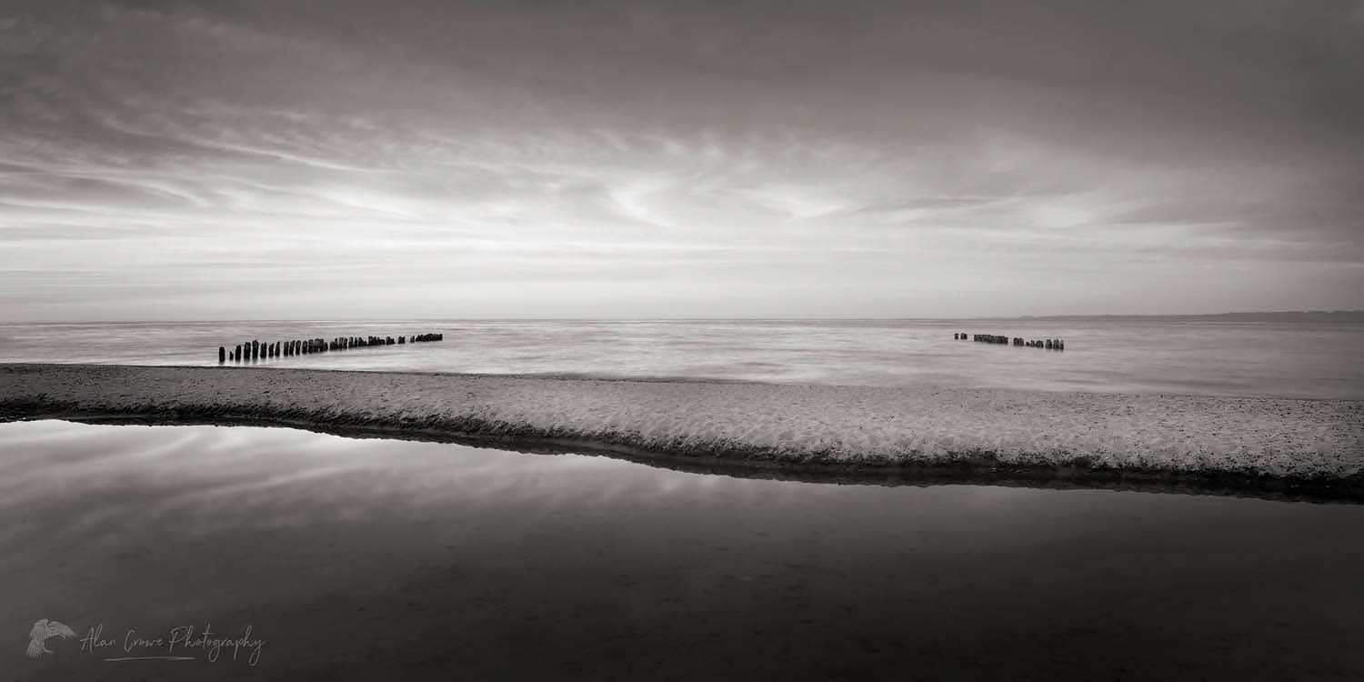 Sunset over Lake Superior seen from beach at Whitefish Point Upper Peninsula Michigan #63793bw