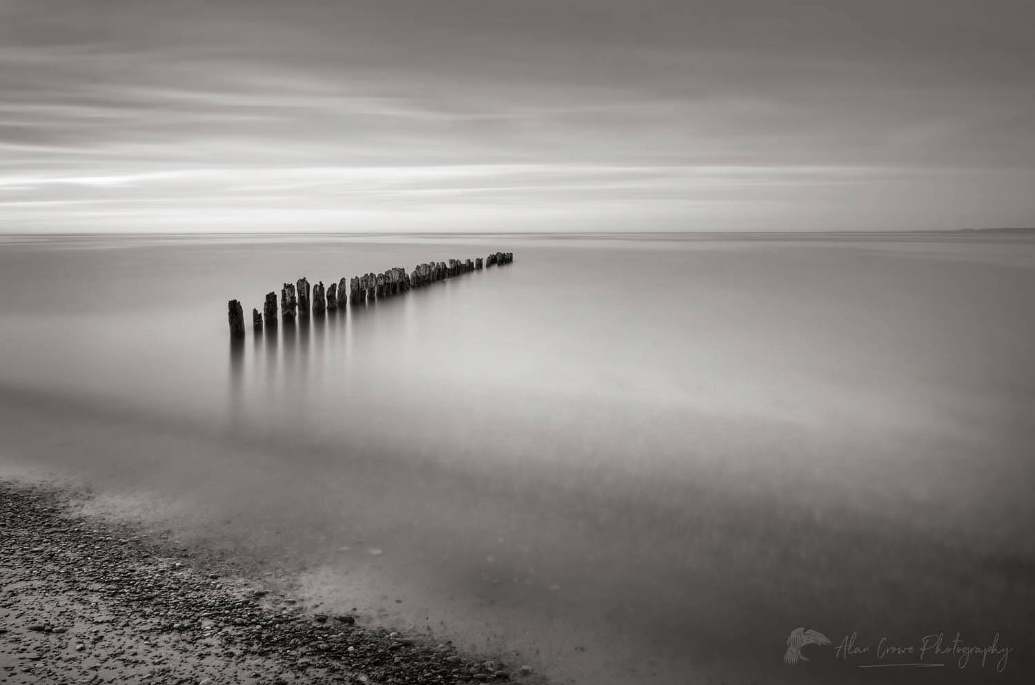Twilight over Lake Superior seen from beach at Whitefish Point Upper Peninsula Michigan #63804bw