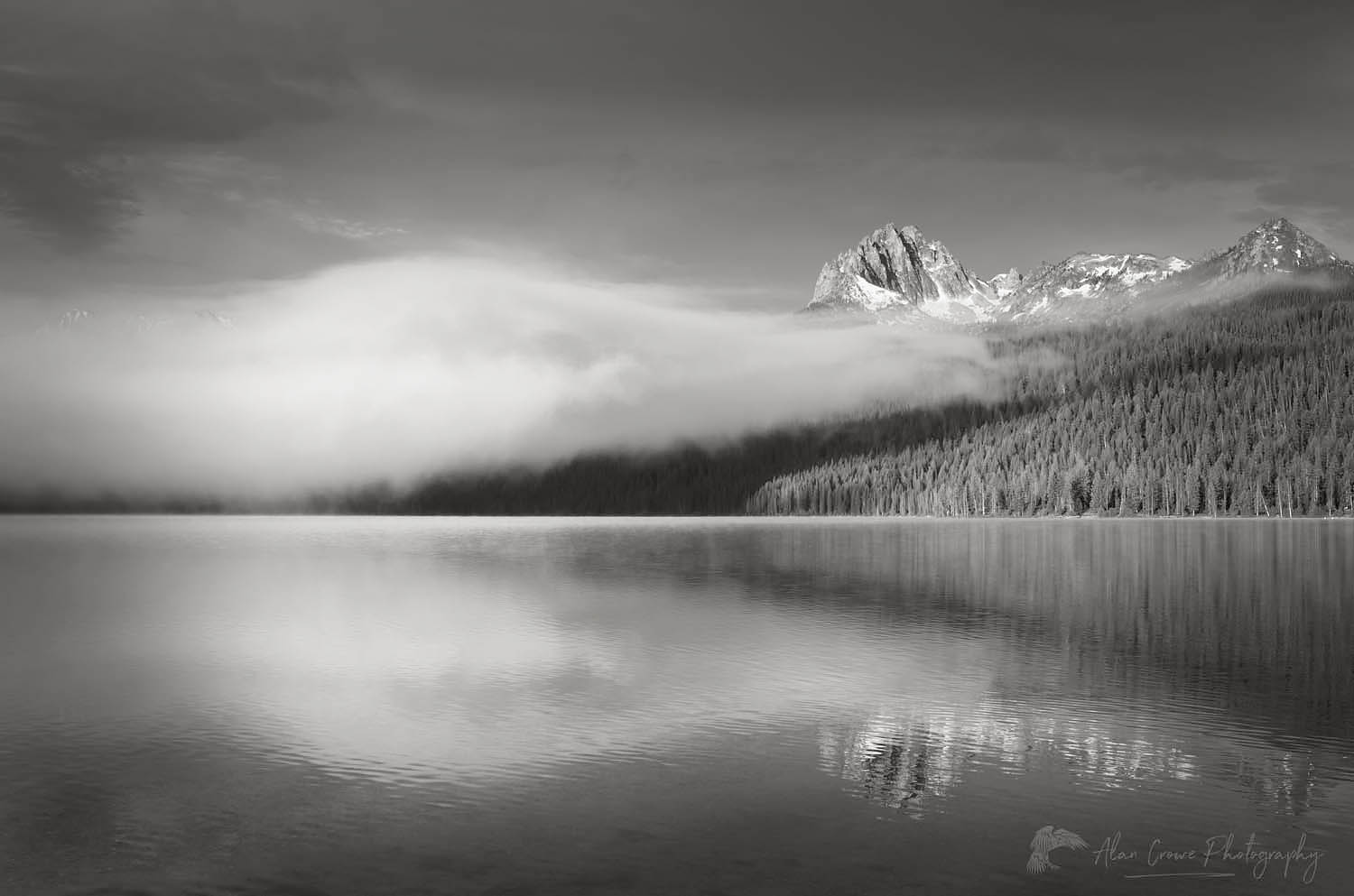 Mount Heyburn on a foggy morning at Redfish Lake, Sawtooth National Recreation Area Idaho #56214bw
