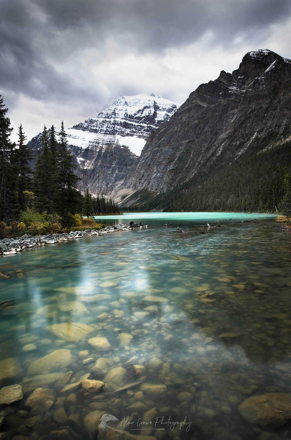 Mount Edith Cavell from Cavell Lake, Jasper National Park Alberta #54688r