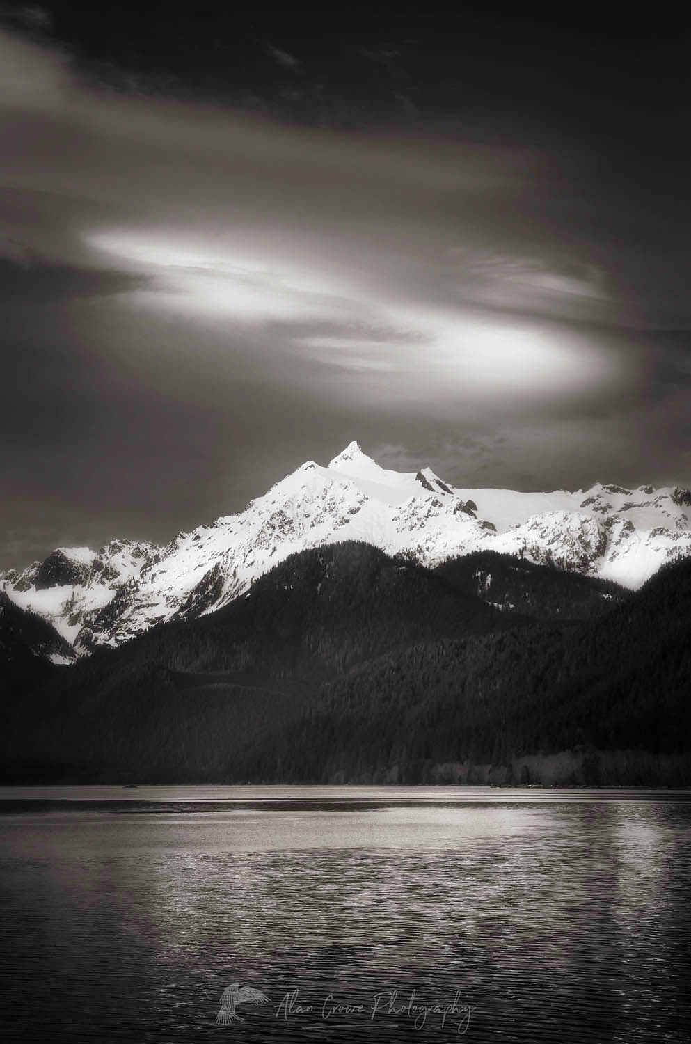 Mount Shuksan seen from Baker Lake, North Cascades Washington #53552bw