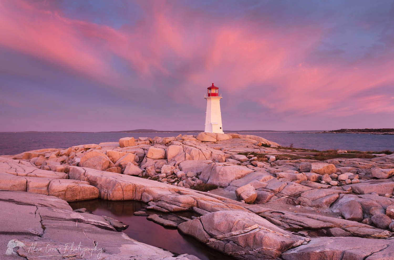 Sunrise at Peggy's Cove Lighthouse heralds in approaching storm, Nova Scotia #58903