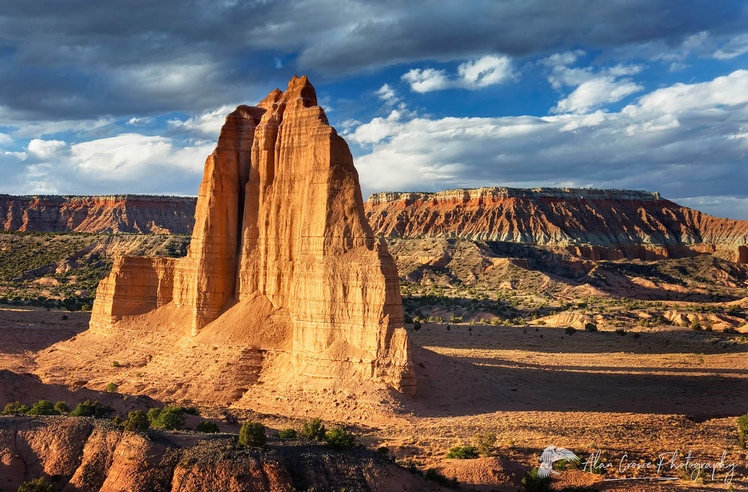 Sandstone Monoliths of the Upper Cathedral Valley in evening light, Capitol Reef National Park Utah #29019