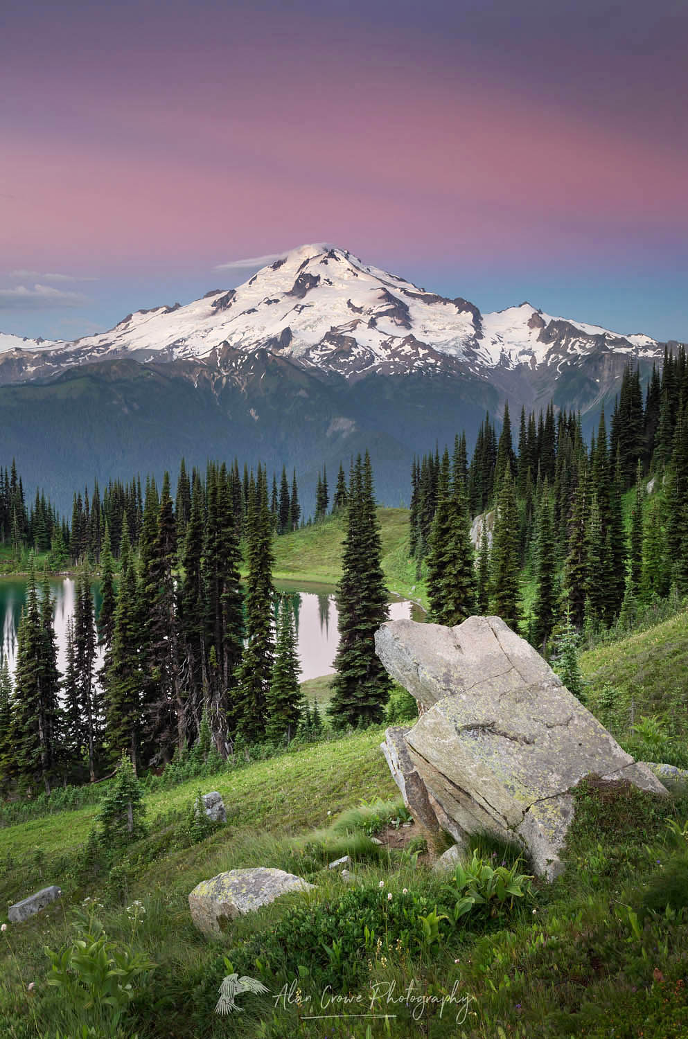 Image Lake and Glacier Peak seen from Miner's Ridge, Glacier Peak Wilderness North Cascades Washington. #58238