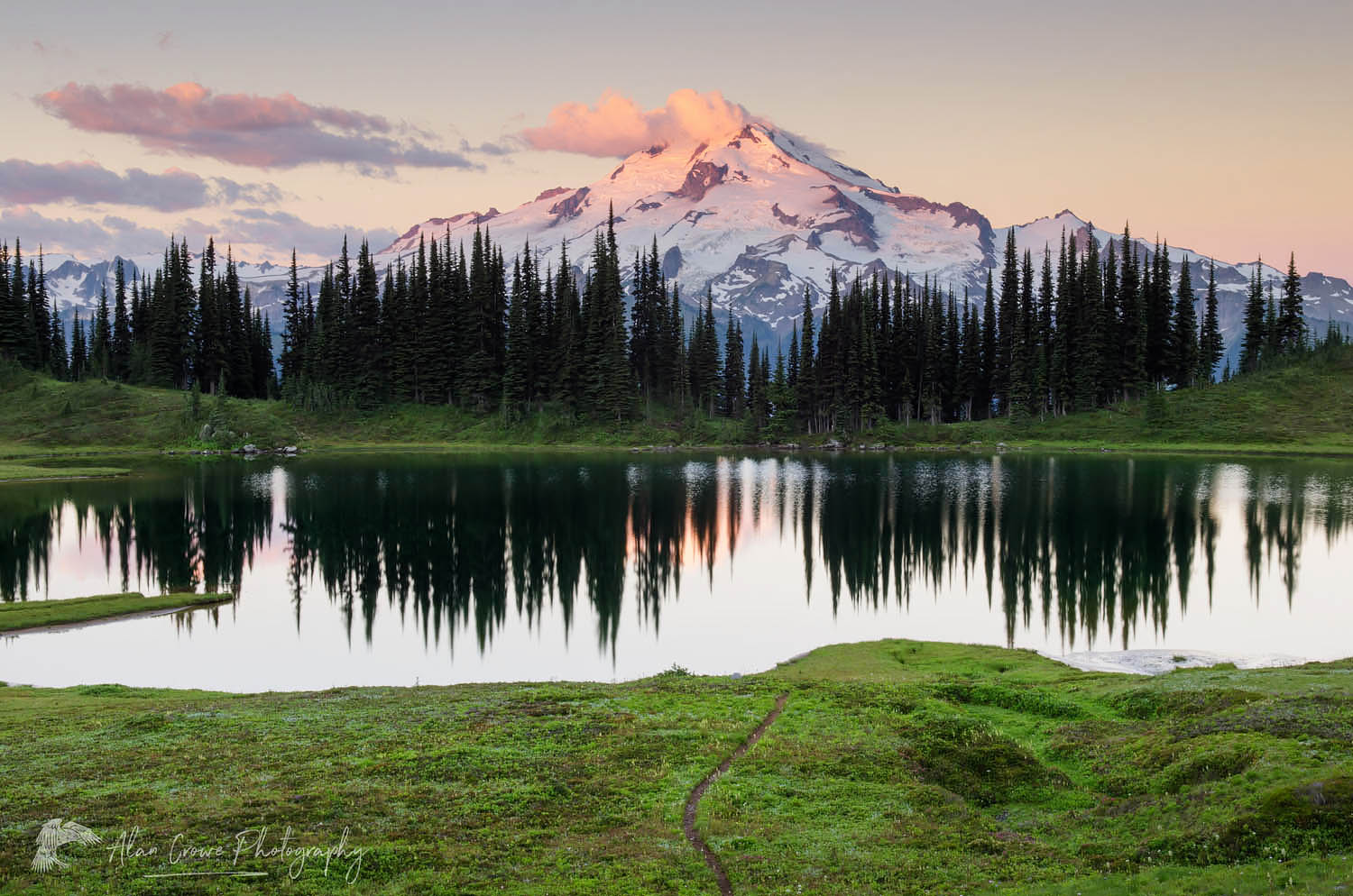 Image Lake and Glacier Peak seen from Miner's Ridge, Glacier Peak Wilderness North Cascades Washington. #58245