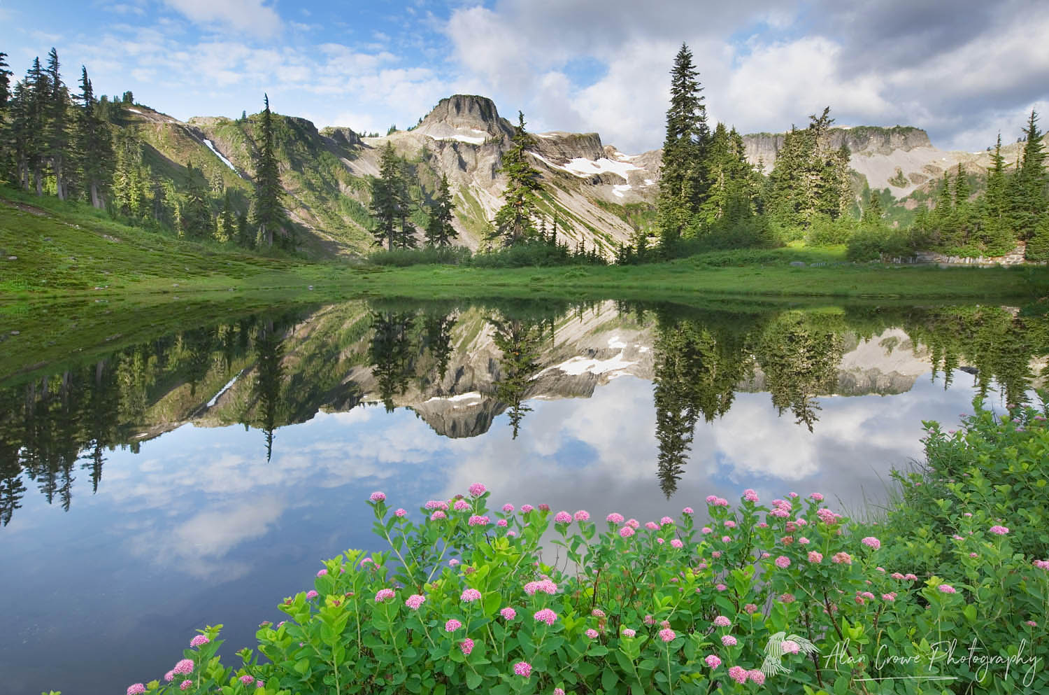 Table Mountain reflected in small lake in Heather Meadows Recreation Area, North Cascades Washington #54389