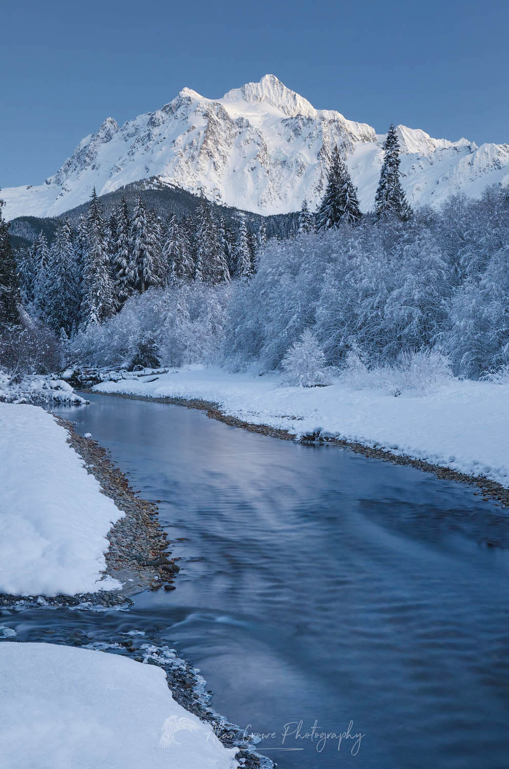 Mount Shuksan seen from the Noocksack River valley in winter, North Cascades Washington #56575