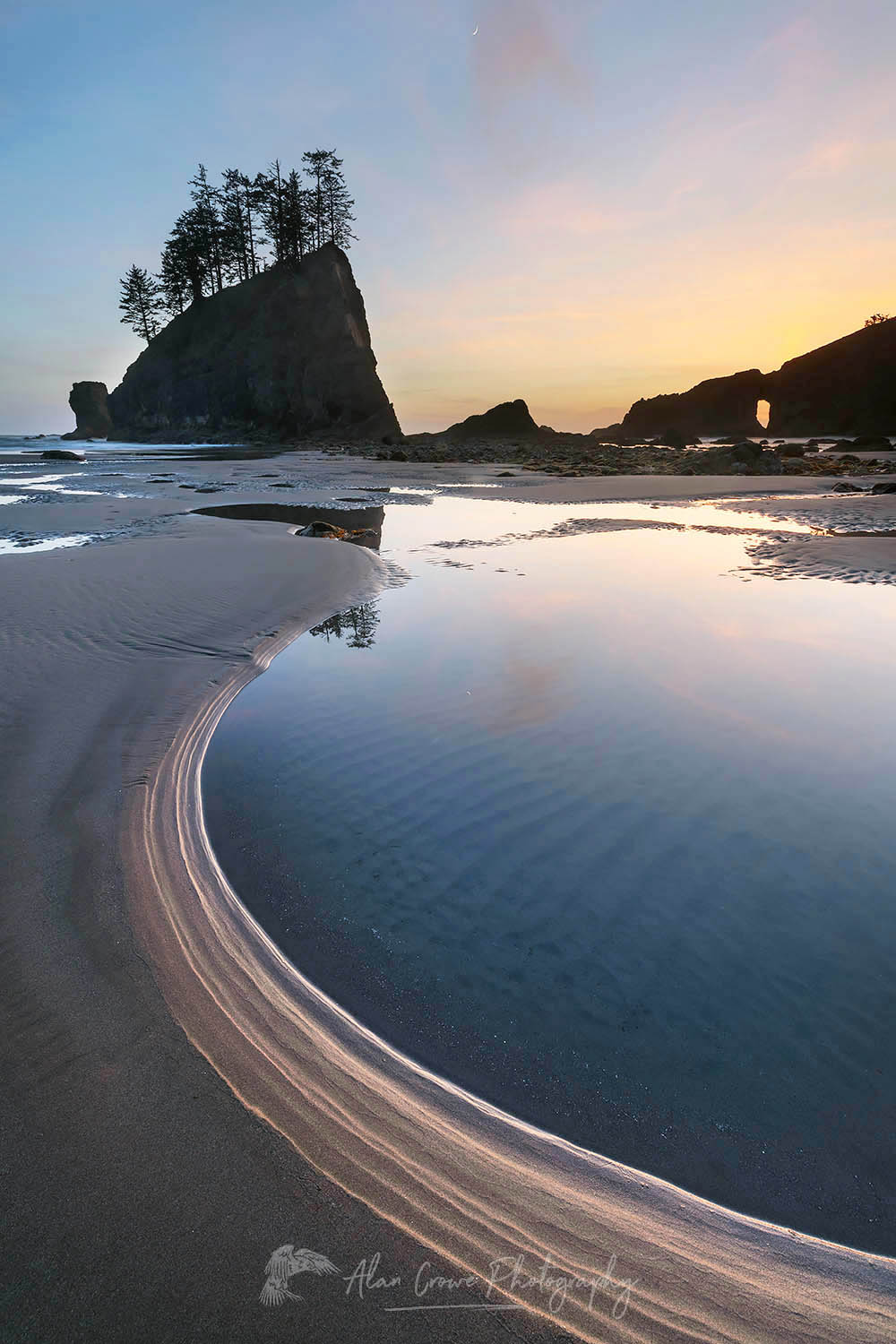 Second Beach tide pools during twilight or blue hour, Olympic National Park near La Push Washington #65448
