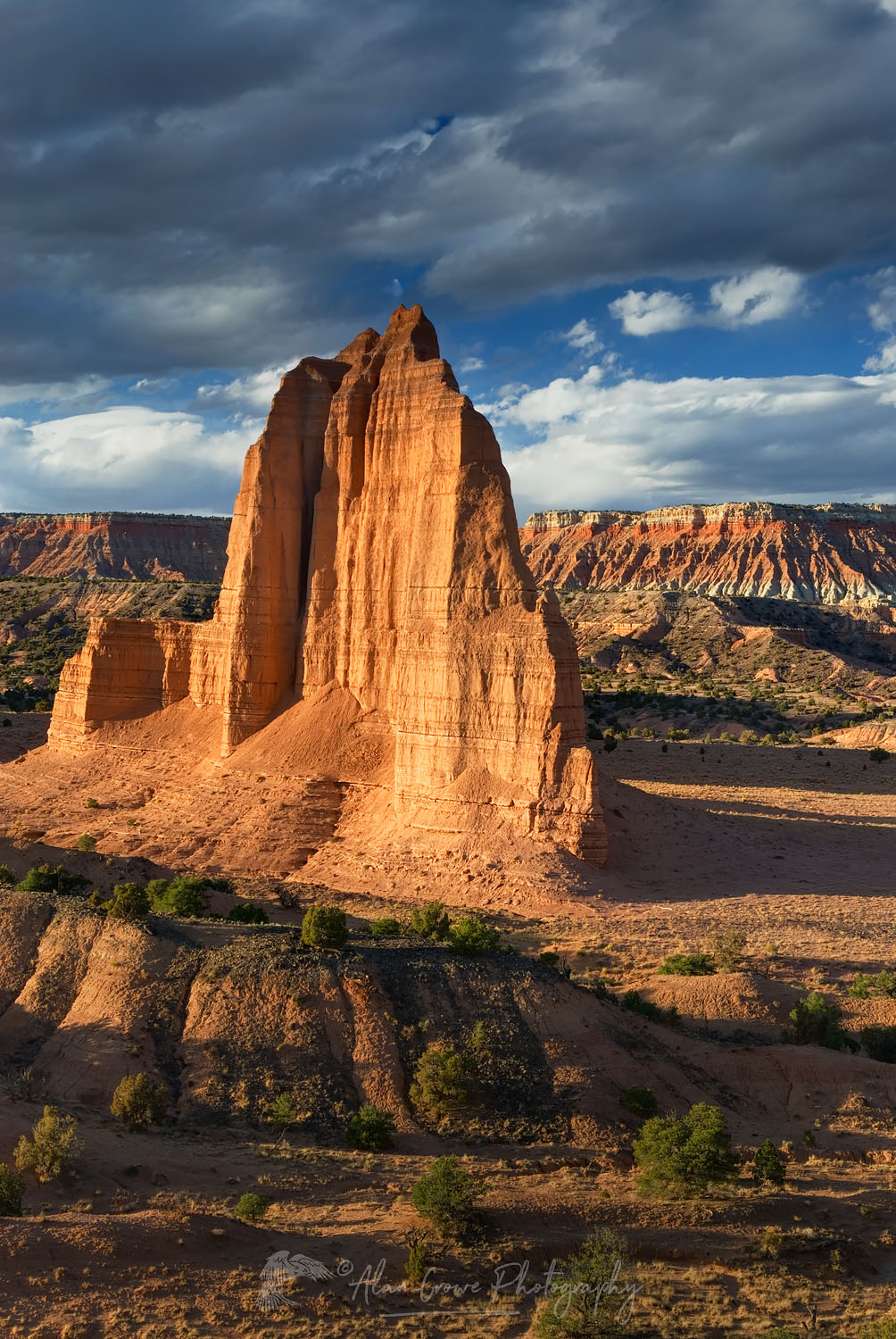 Capitol Reef NSandstone Monoliths of the Upper Cathedral Valley in evening light, Capitol Reef National Park Utah #29024ational Park