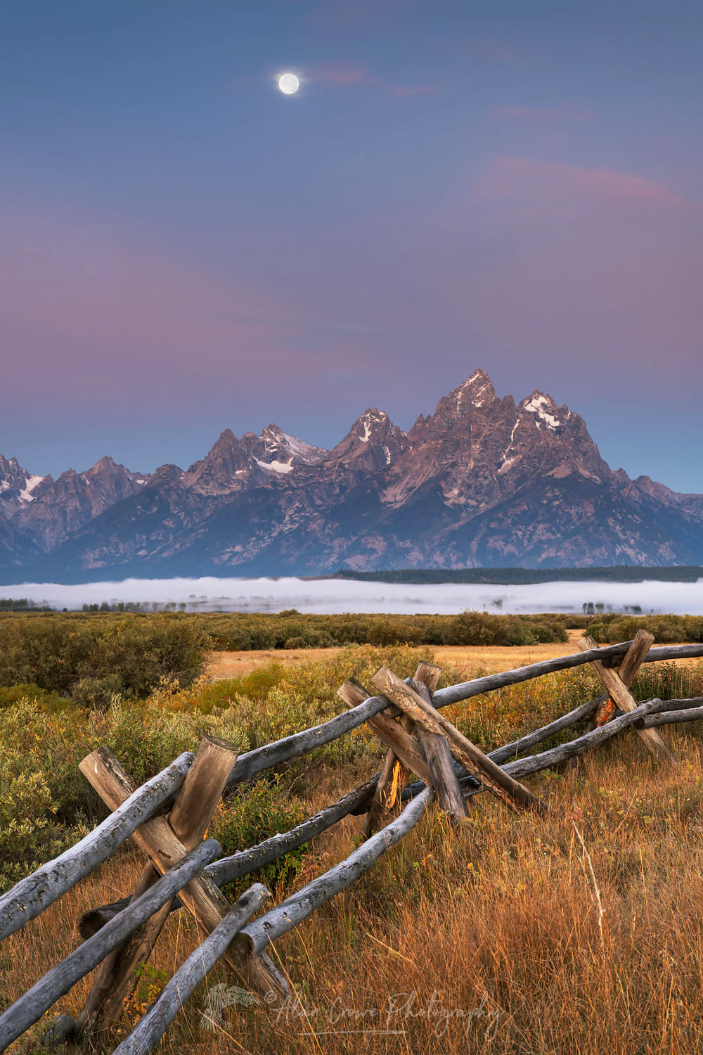 Full moon over the Teton Range at Cunningham Ranch, Grand Teton National Park Wyoming #67605