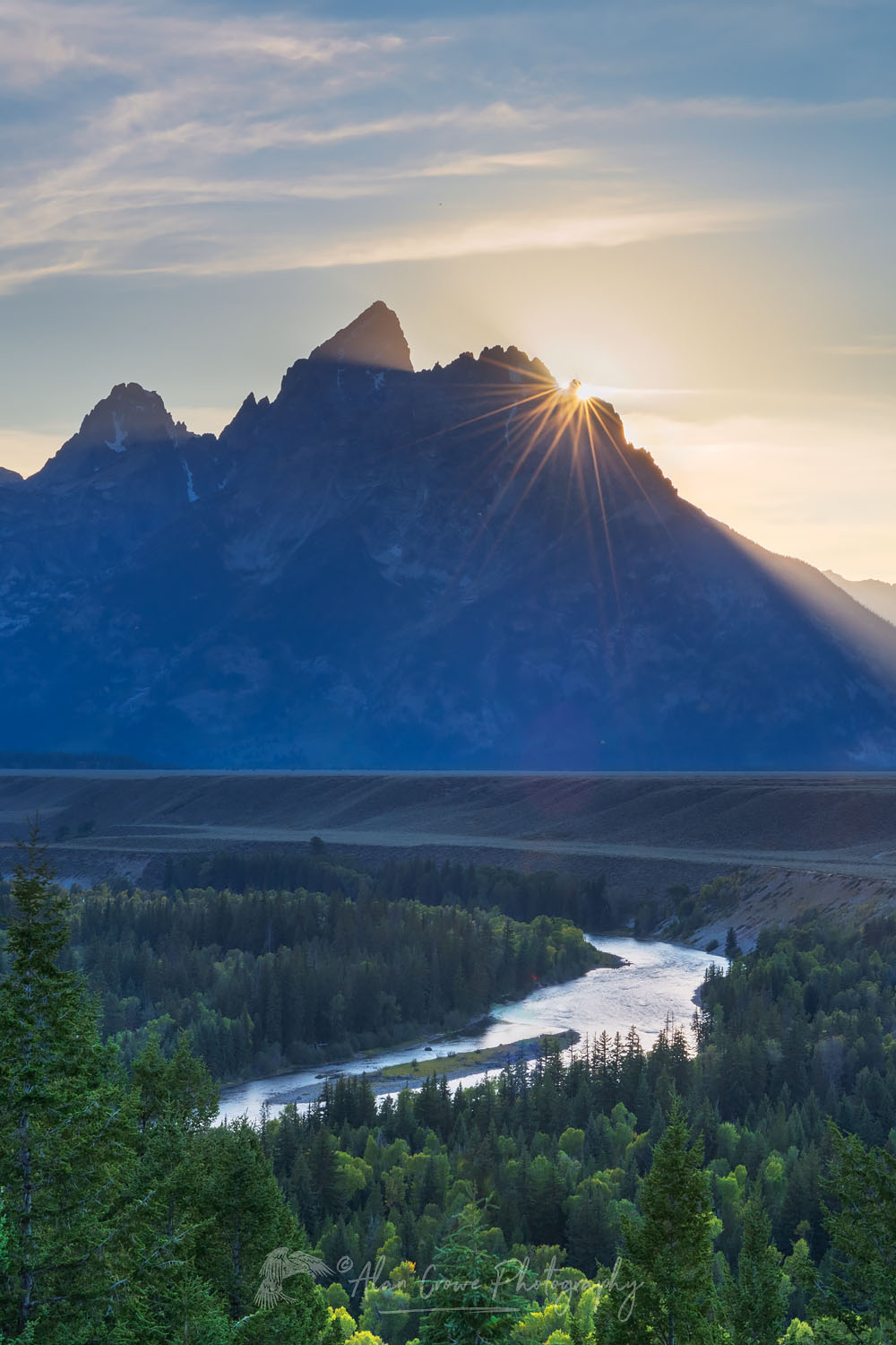 Setting sun at Snake River Overlook Grant Teton National Park Wyoming #67652