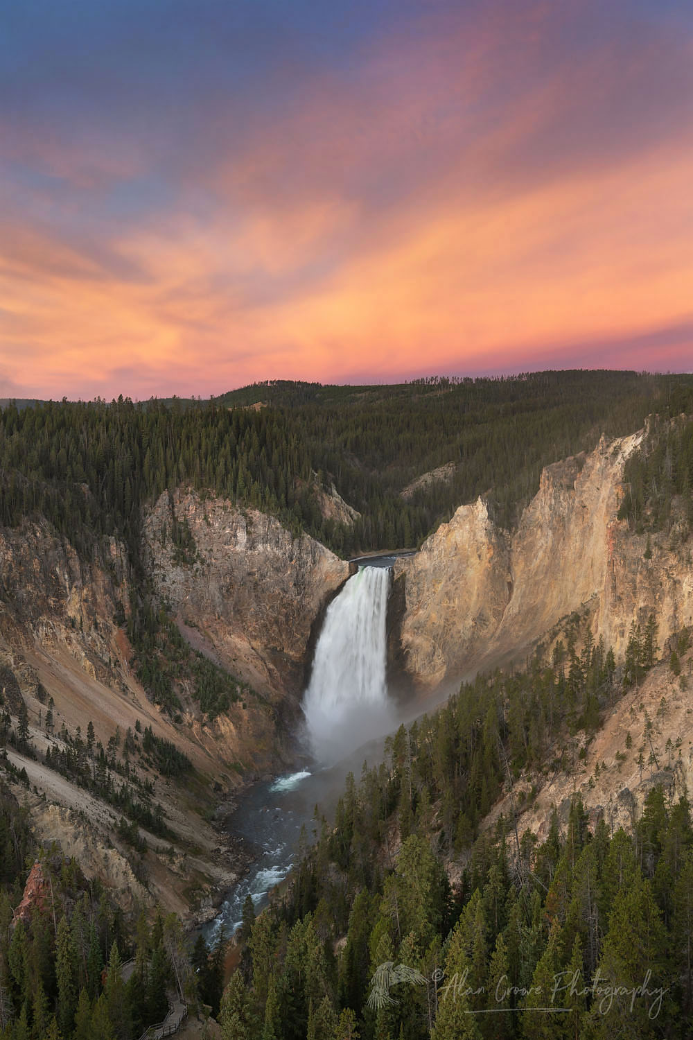 Sunrise over Lower Falls of the Yellowstone River seen from Lookout Point, Yellowstone National Park #67942