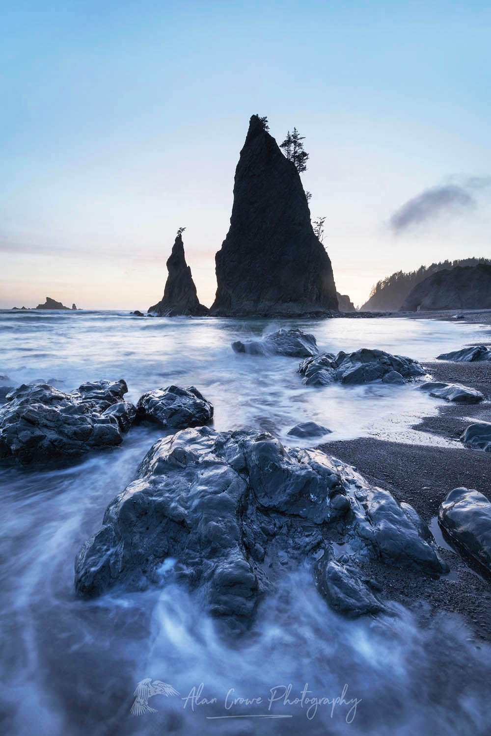 Split Rock on Rialto Beach during twilight or blue hour, Olympic National Park #65346