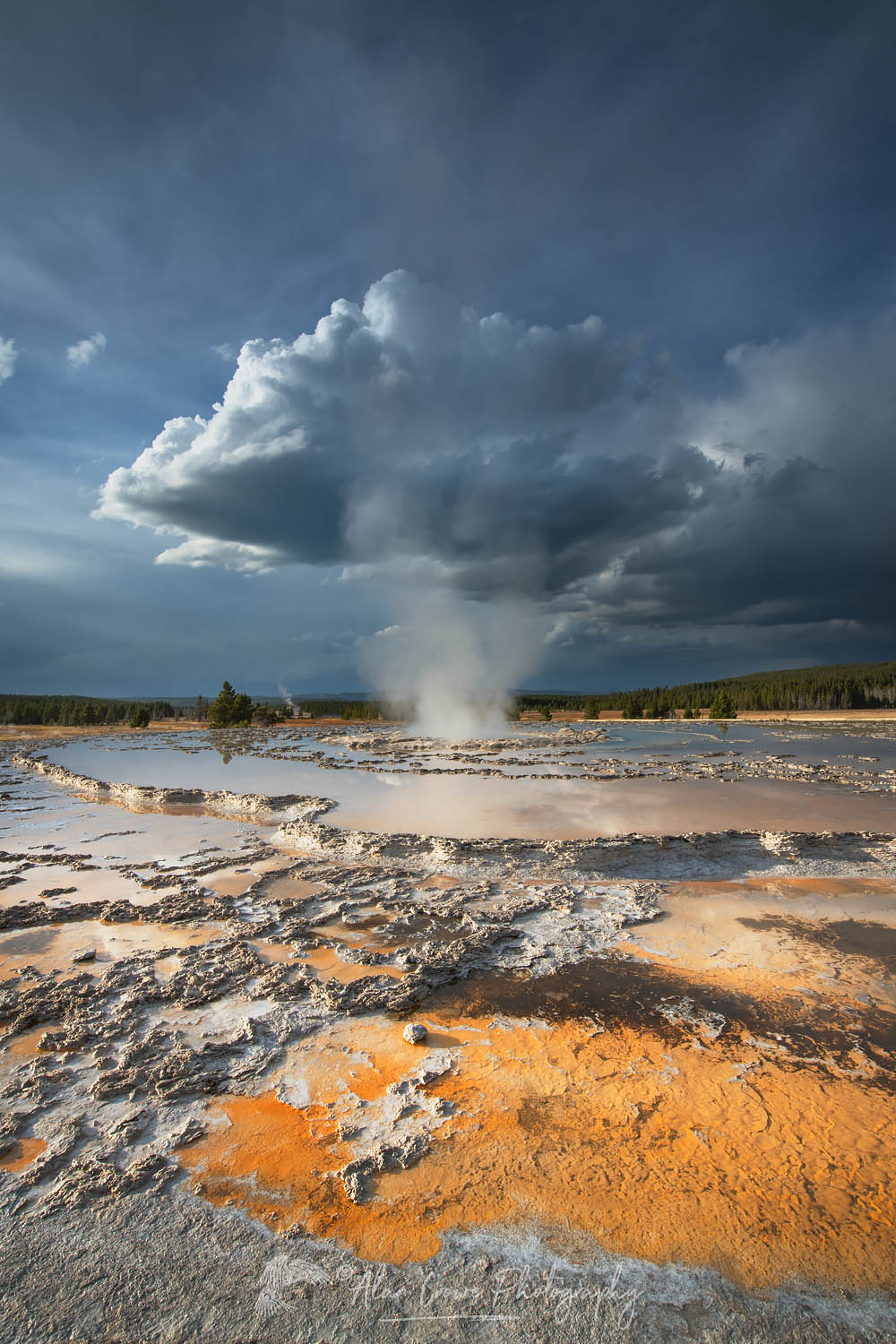 Colorful travertine formations at Great Fountain Geyser Yellowstone National Park #67742