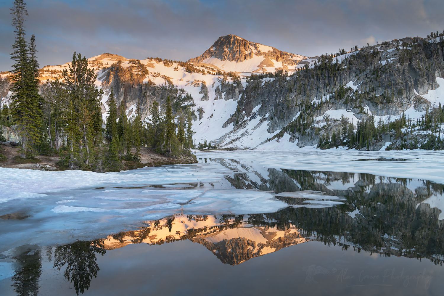 Eagle Cap reflected in Mirror Lake, Eagle Cap Wilderness Oregon #68777