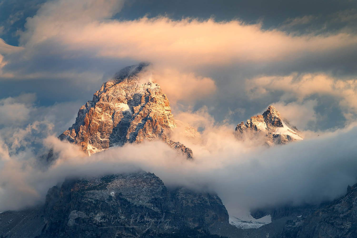 Clearing storm clouds ovder the Grand Teton, Grand Teton National Park #67405