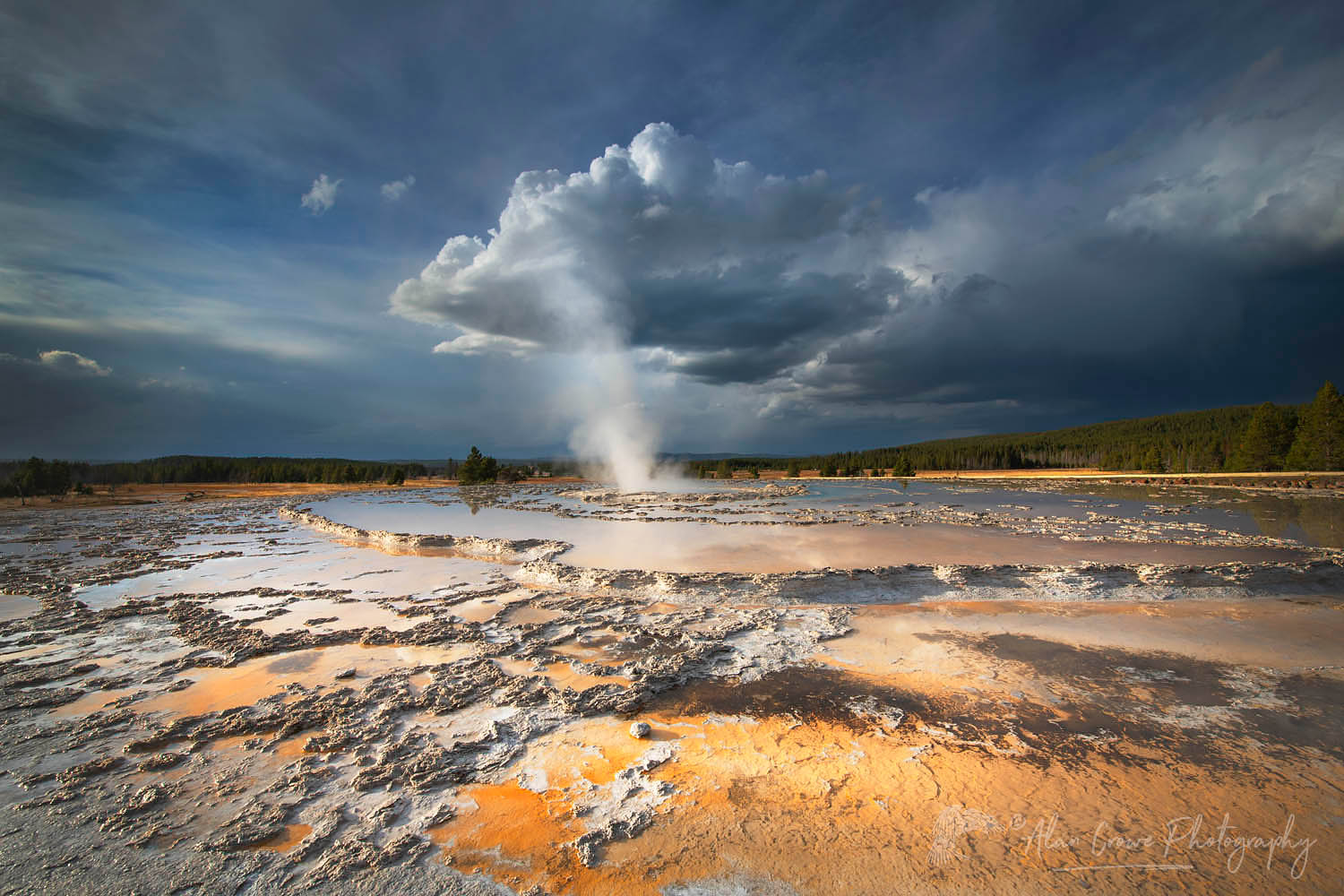 Colorful travertine formations at Great Fountain Geyser Yellowstone National Park #67744