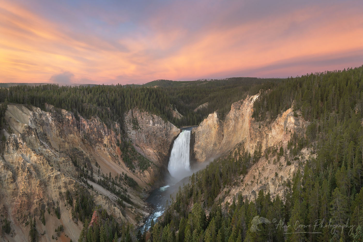 Sunrise over Lower Falls of the Yellowstone River seen from Lookout Point, Yellowstone National Park #67943