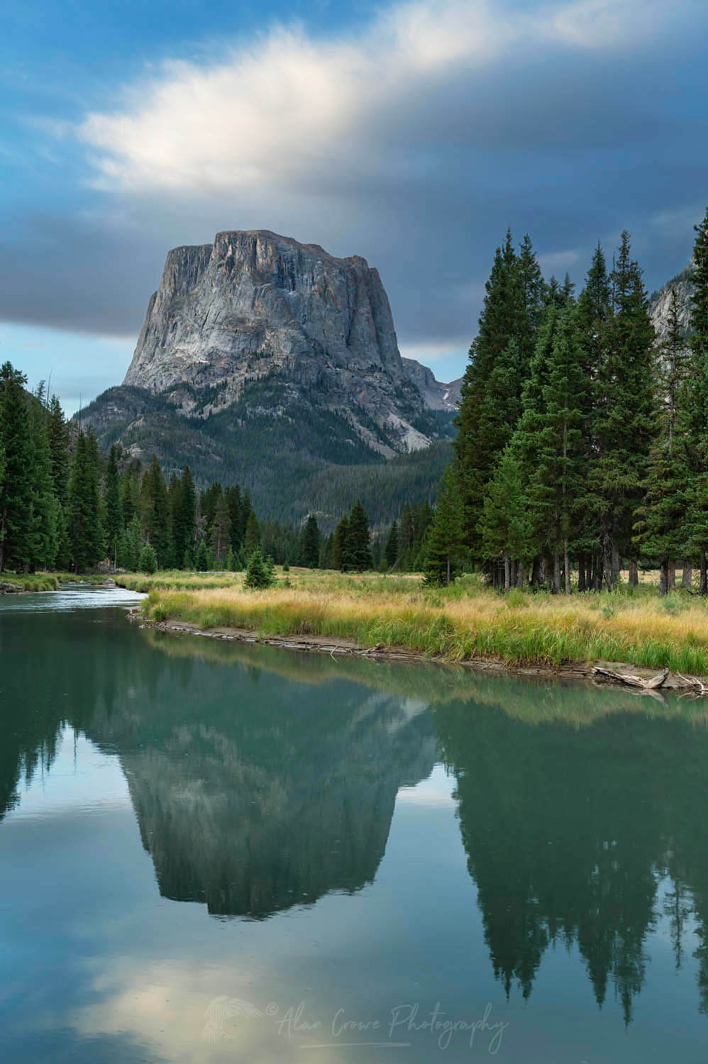 Squaretop Mountain reflected in Green River, Bridger Wilderness, Wind River Range Wyoming #67138