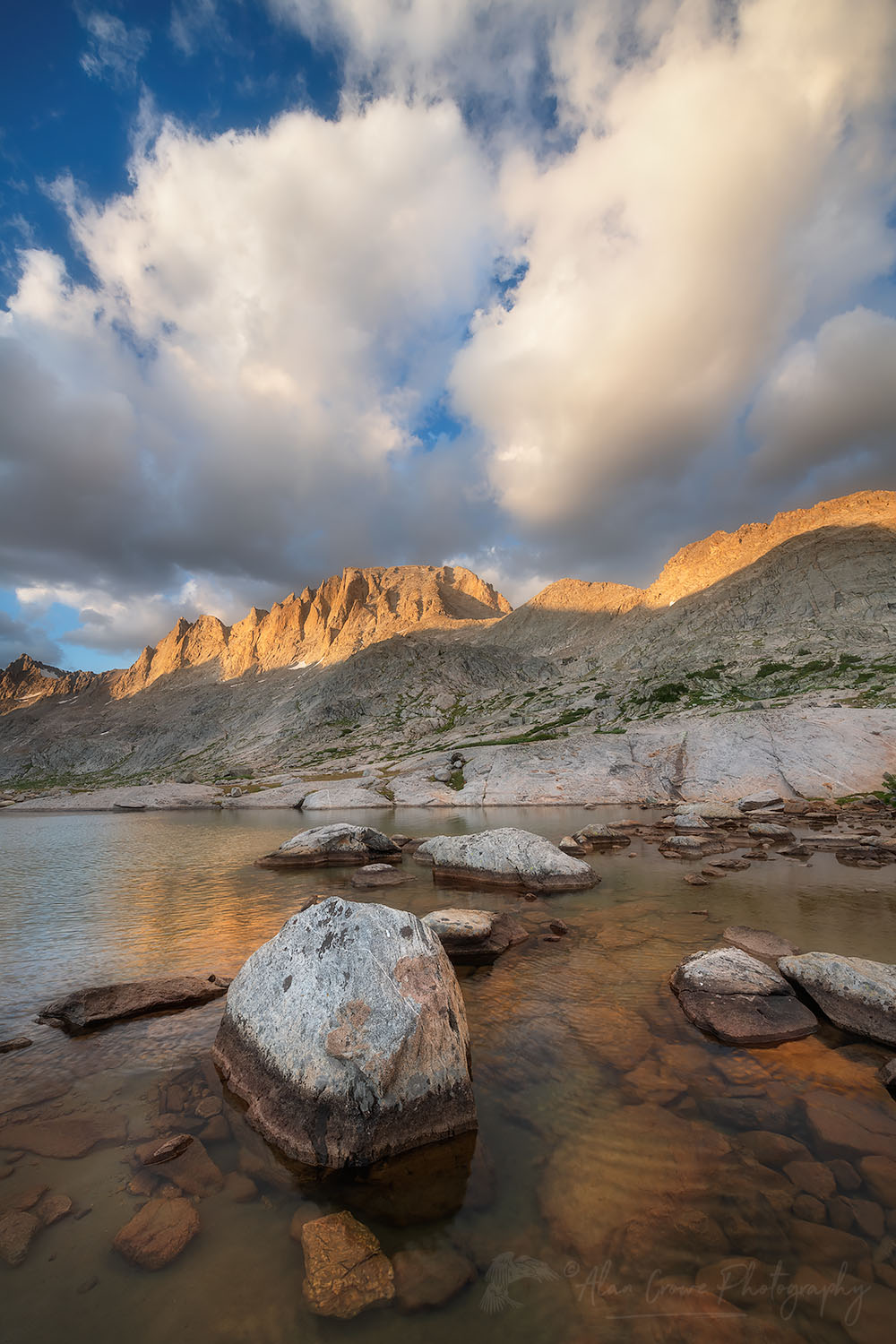 Evening light over Titcomb Basin, Bridger Wilderness, Wind River Range Wyoming #66570or