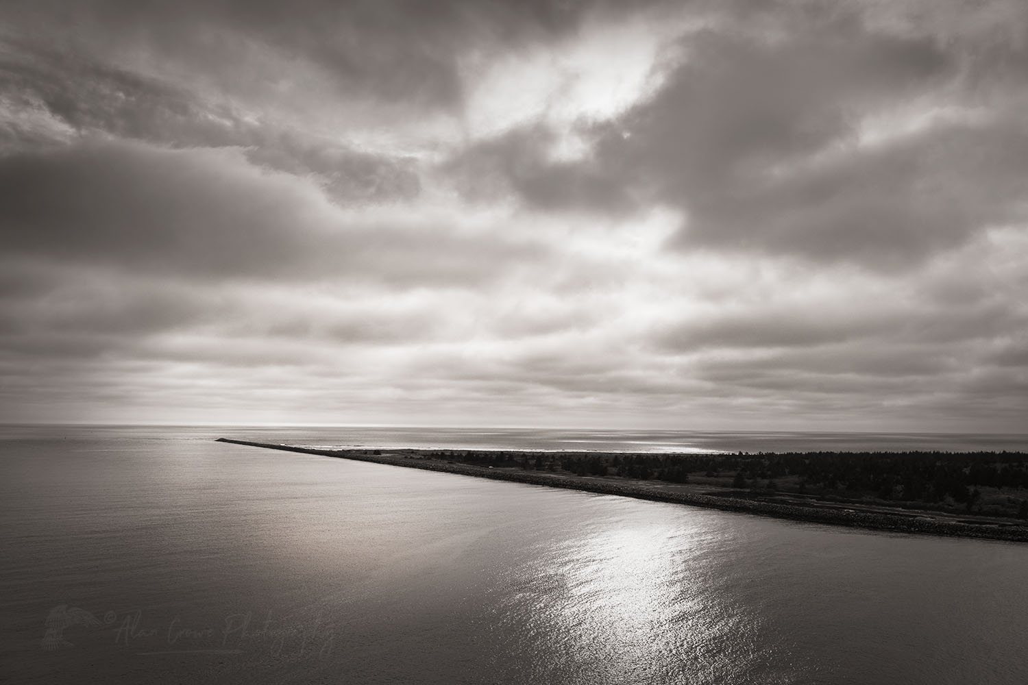 Cape Disappointment jetty Columbia River Washington #71154bw