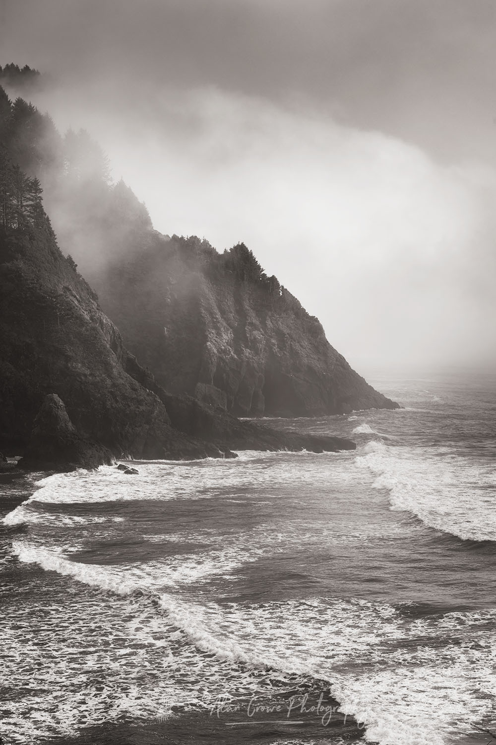 Fog at Heceta Head Oregon #71146bw