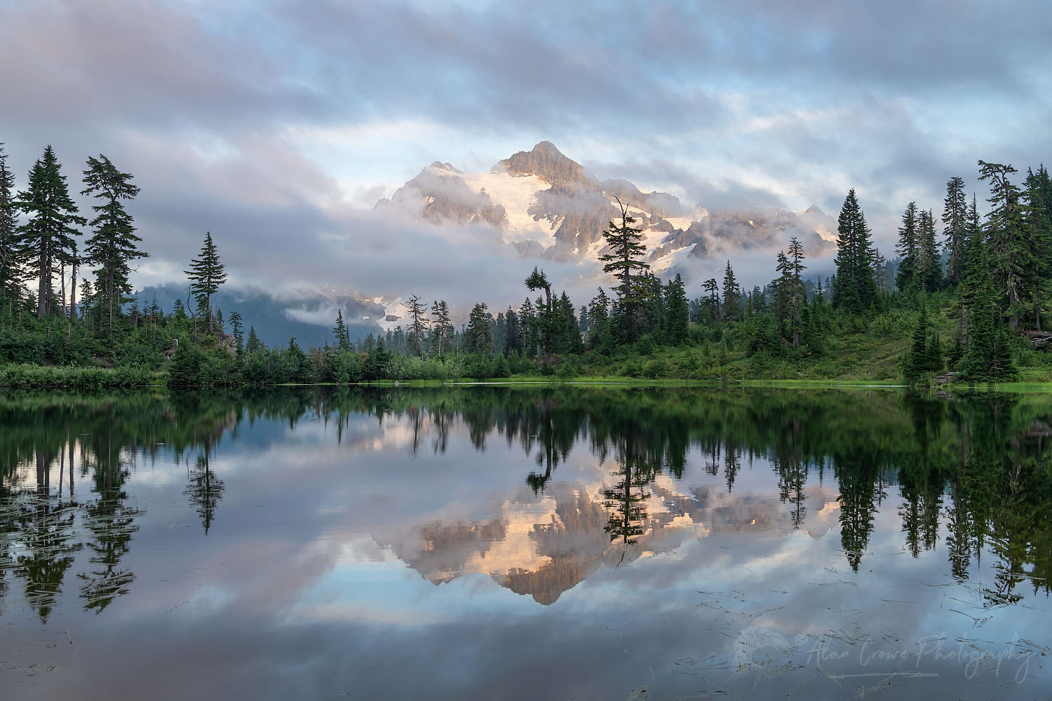 Mount Shuksan reflected in Picture Lake. Heather Meadows Recreation Area, North Cascades Washington #73443