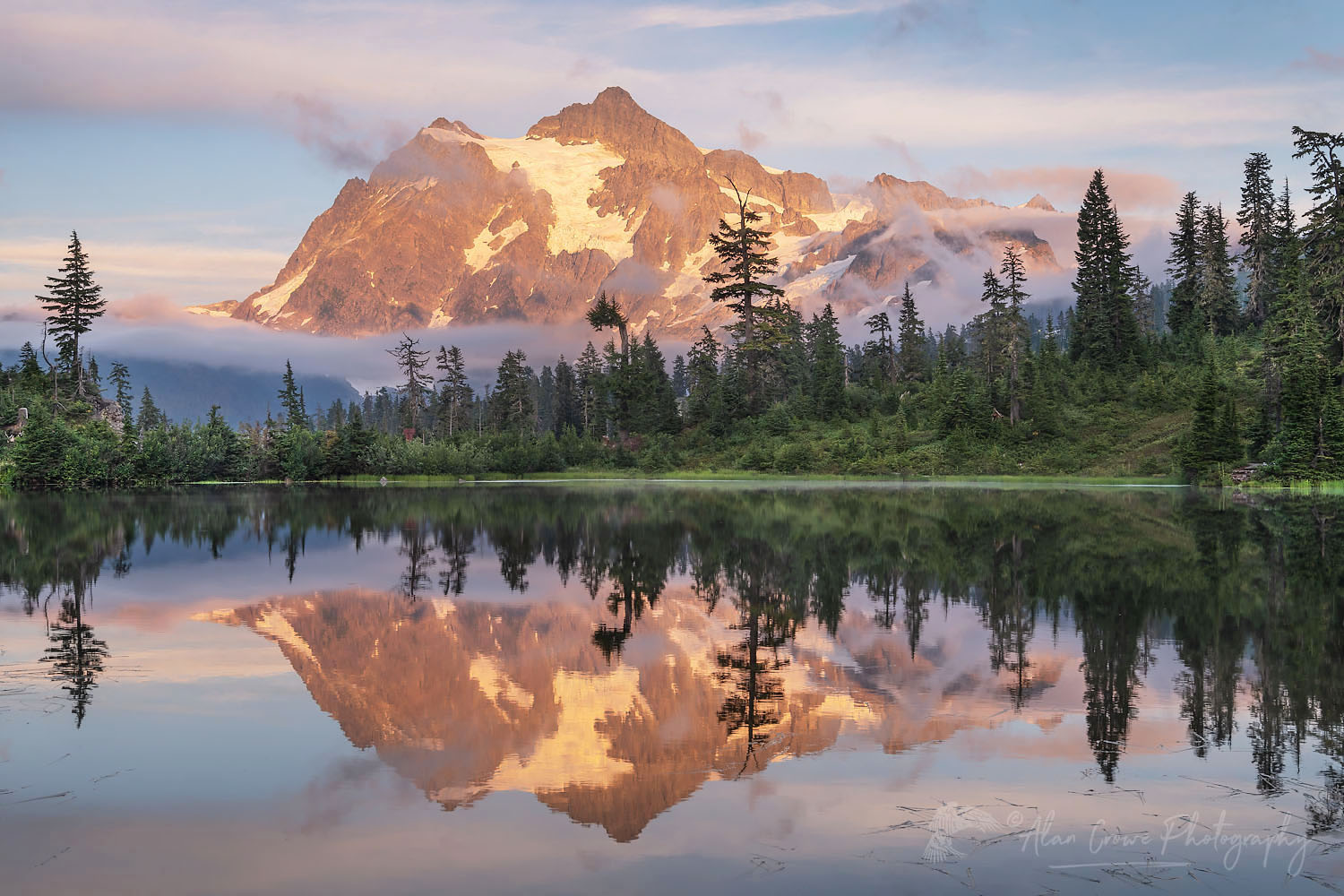 Mount Shuksan reflected in Picture Lake. Heather Meadows Recreation Area, North Cascades Washington #73453