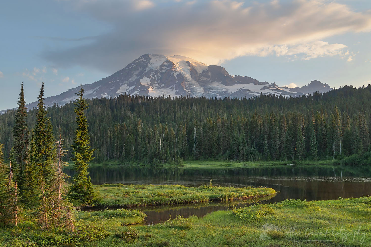 Sunrise over Mount Rainier seen from Reflection Lake. Mount Rainier National Park Washington #73126