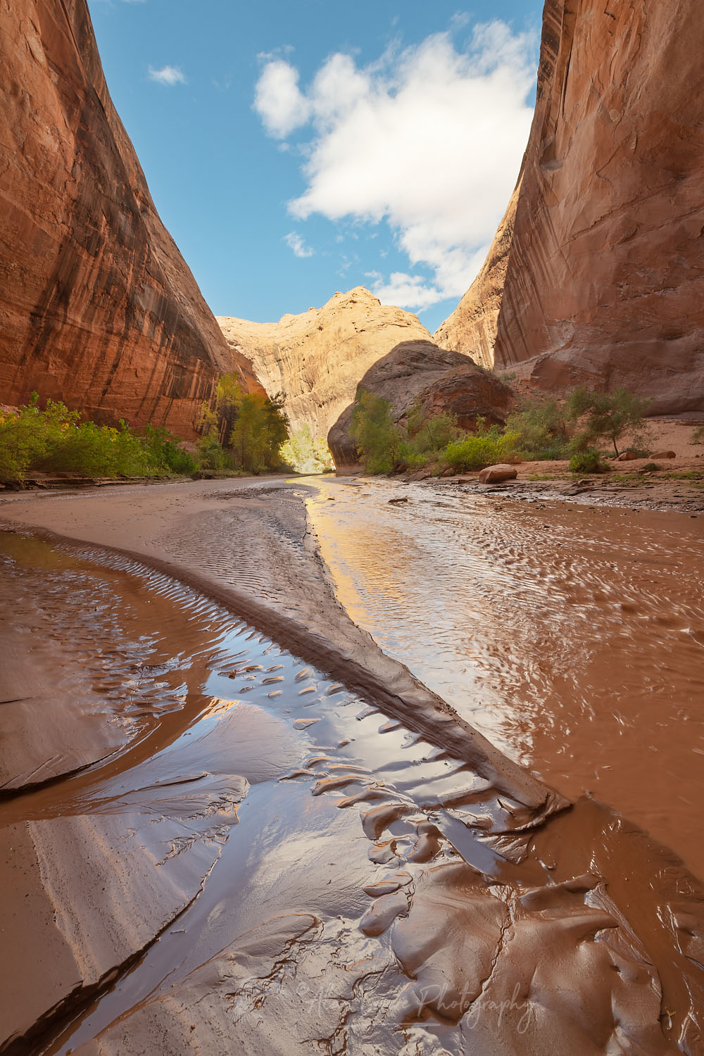 Steam flowing through giant alcove adjacent to Jacob Hamblin Arch in Coyote Gulch, Glen Canyon National Recreation Area Utah #76282