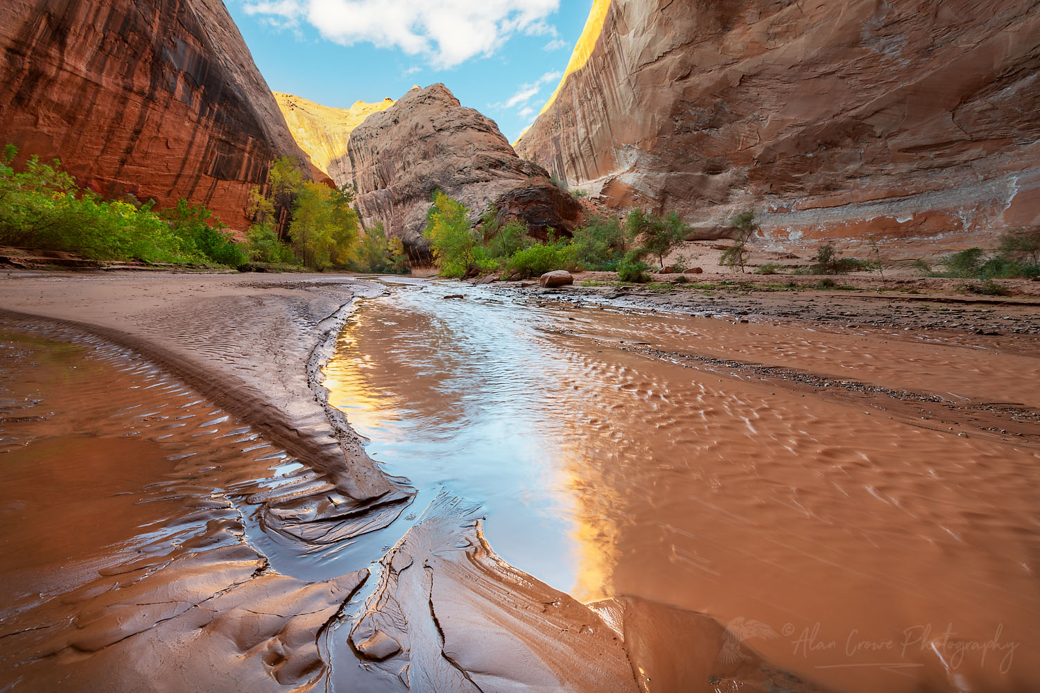 Steam flowing through giant alcove adjacent to Jacob Hamblin Arch in Coyote Gulch, Glen Canyon National Recreation Area Utah #76338