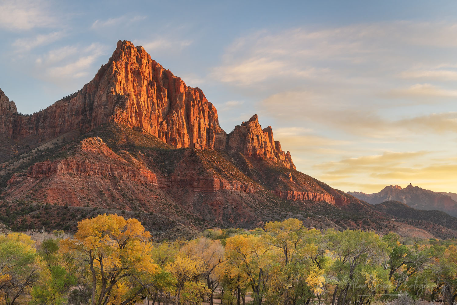 Autumn sunset on The Watchman Zion National Park #76741