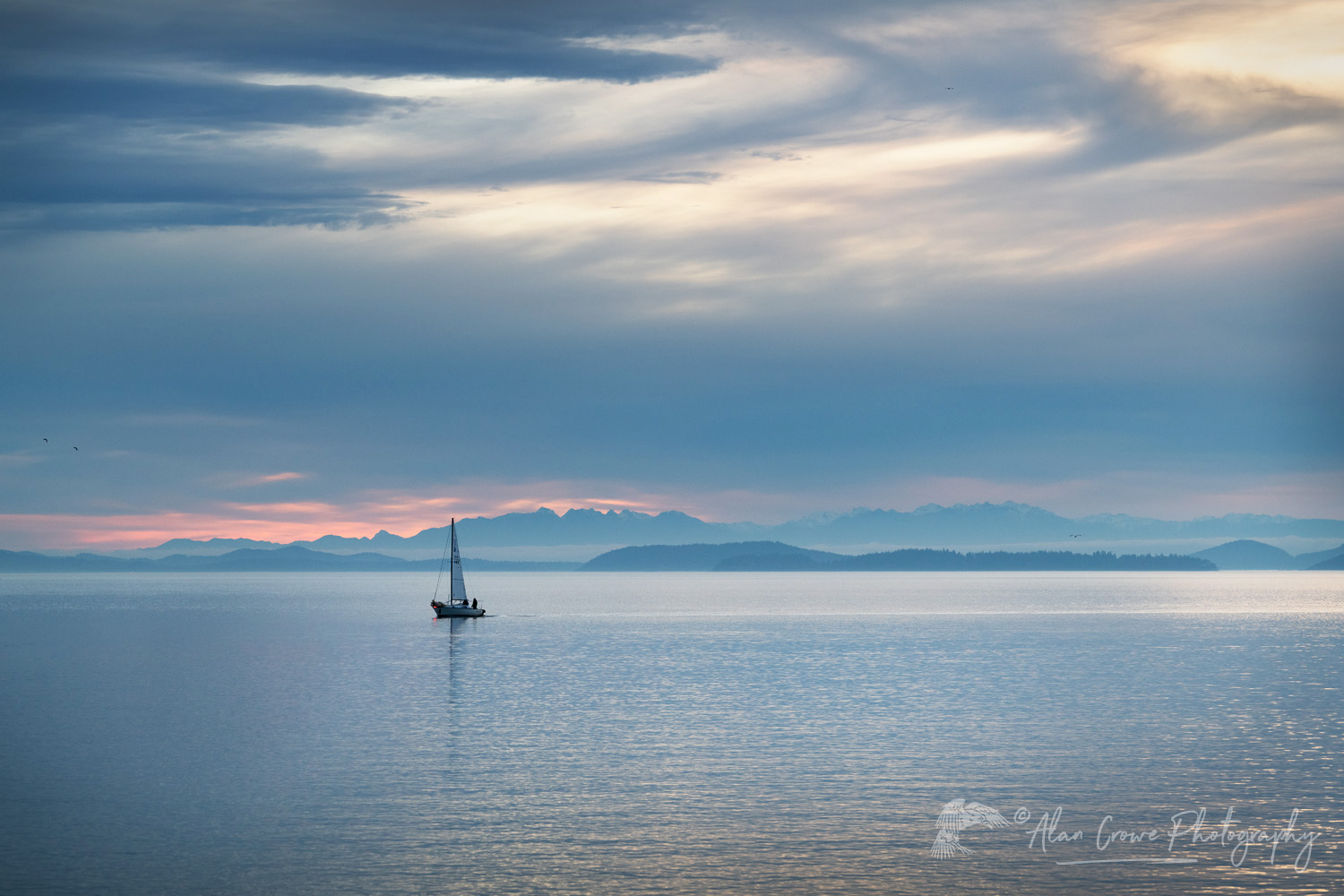 Sailboat on Bellingham Bay, Washington on a calm winter afternoon #87694
