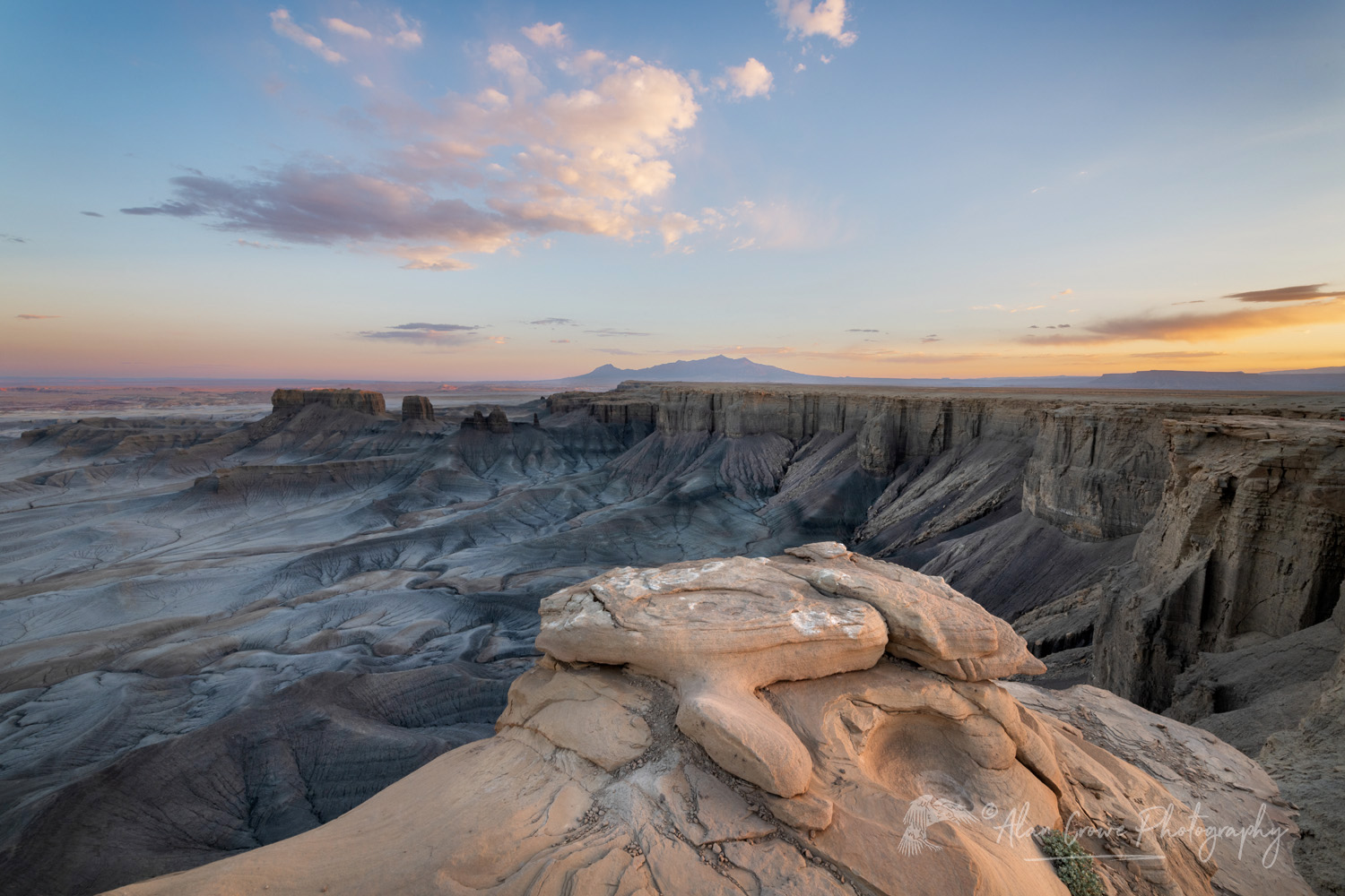 Dramatic view of the Upper Blue Hills Badlands from Skyline Rim. Caineville Desert, Utah #84875