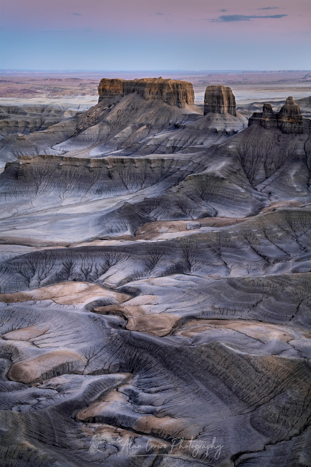 Dramatic view of the Upper Blue Hills Badlands from Skyline Rim. Caineville Desert, Utah #84907