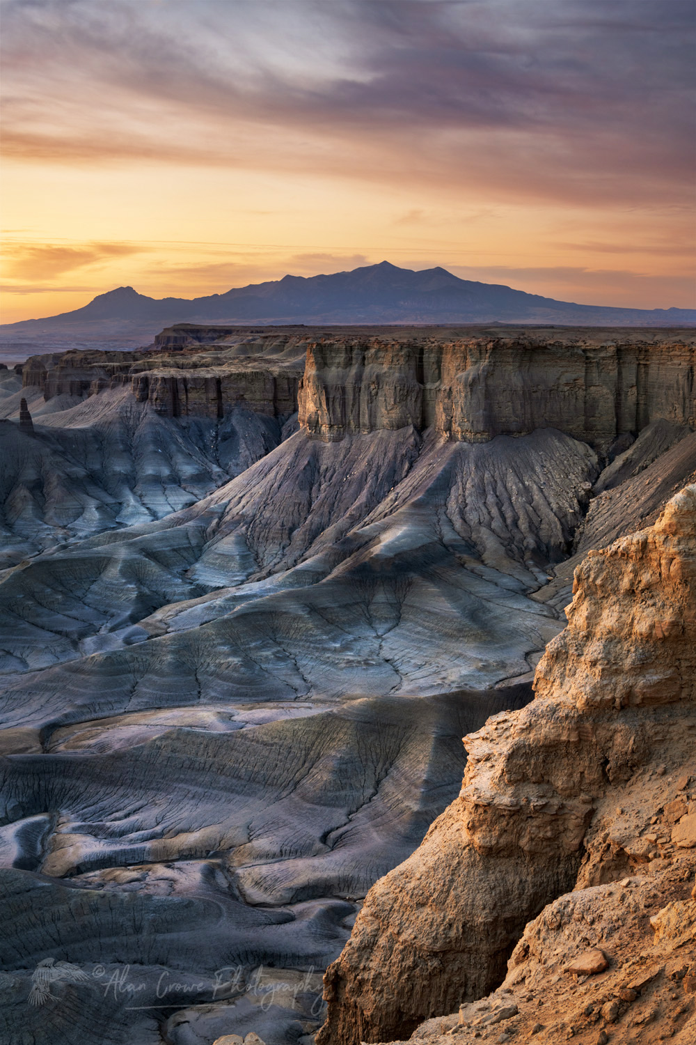 Dramatic view of the Upper Blue Hills Badlands from Skyline Rim. Caineville Desert, Utah #84985