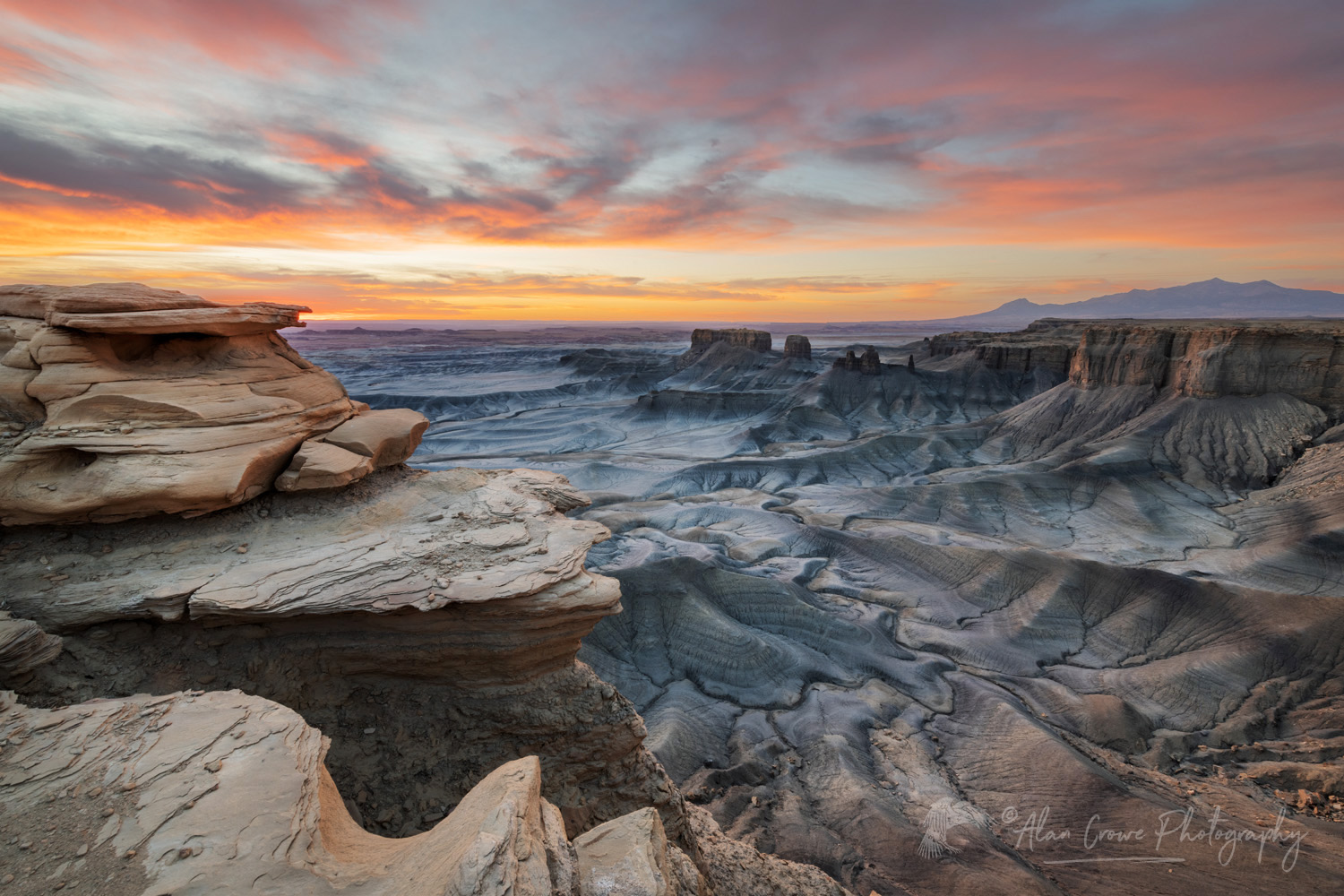 Dramatic view of the Upper Blue Hills Badlands from Skyline Rim. Caineville Desert, Utah #84997