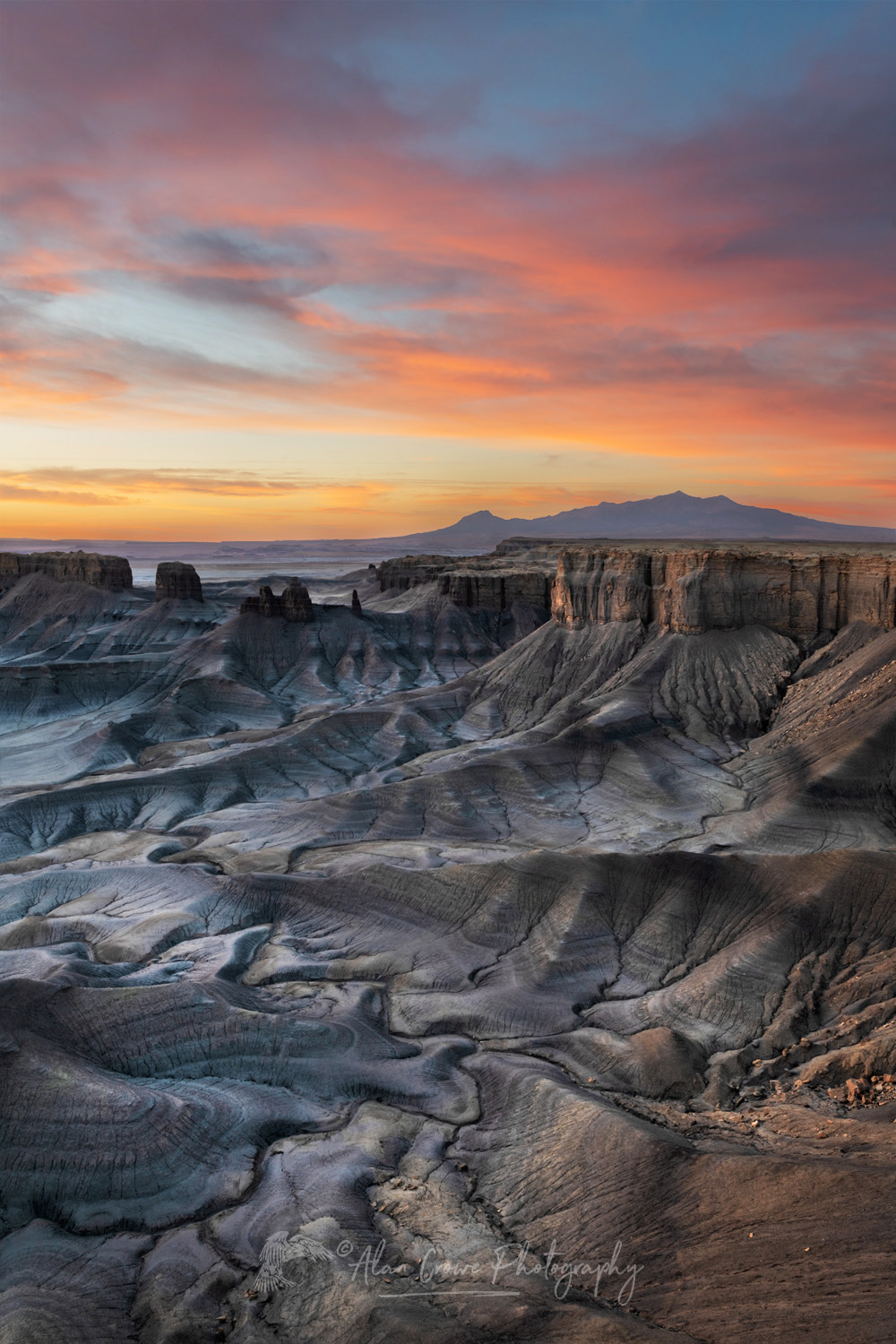 Dramatic view of the Upper Blue Hills Badlands from Skyline Rim. Caineville Desert, Utah #85002