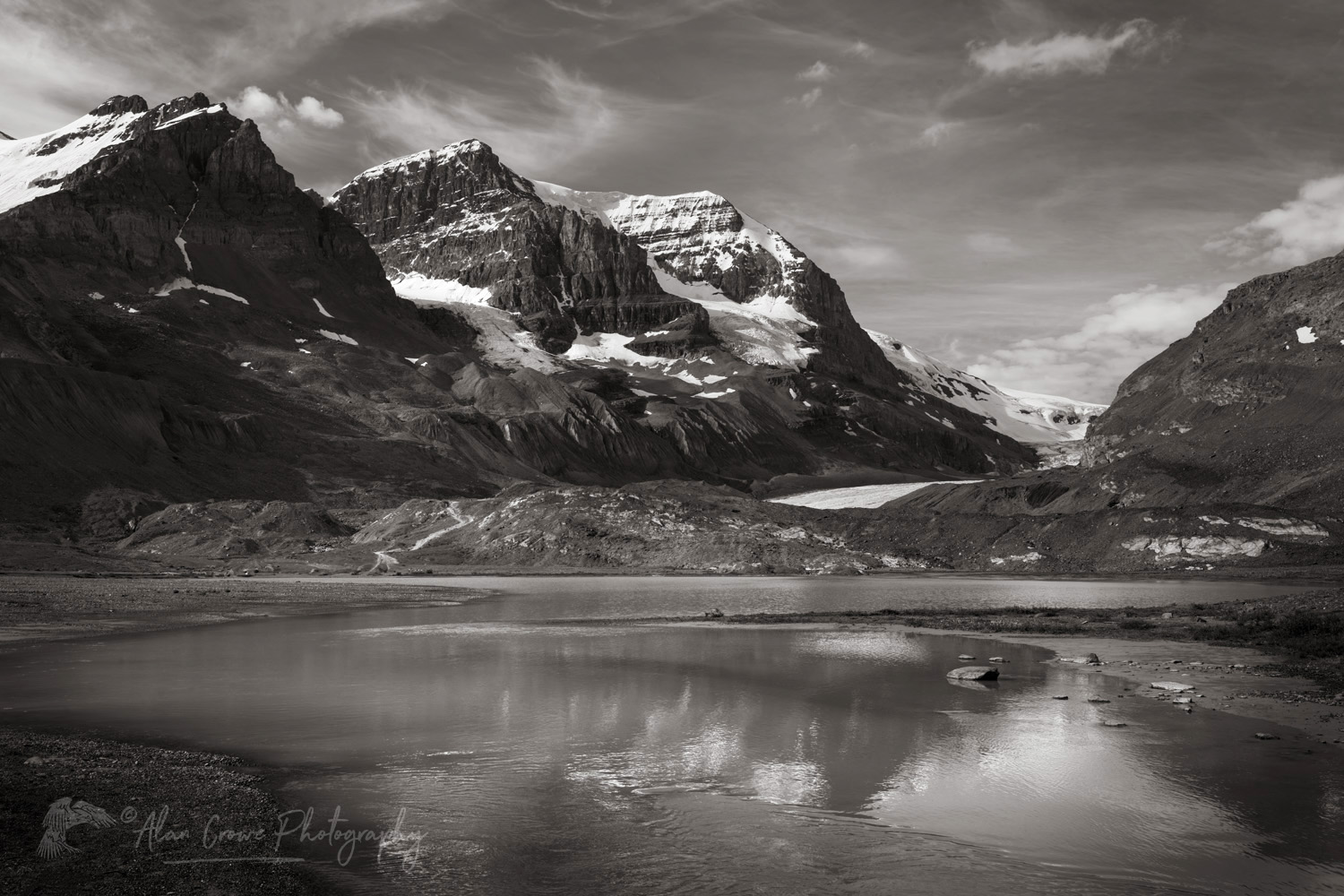 Mount Andromeda. Seen from Icefields Parkway. Jasper National Park Alberta Canada #86667bw