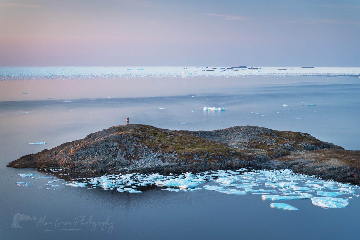 Pack ice and icebergs off the coast of Fogo Island Newfoundland and Labrador Canada #80513