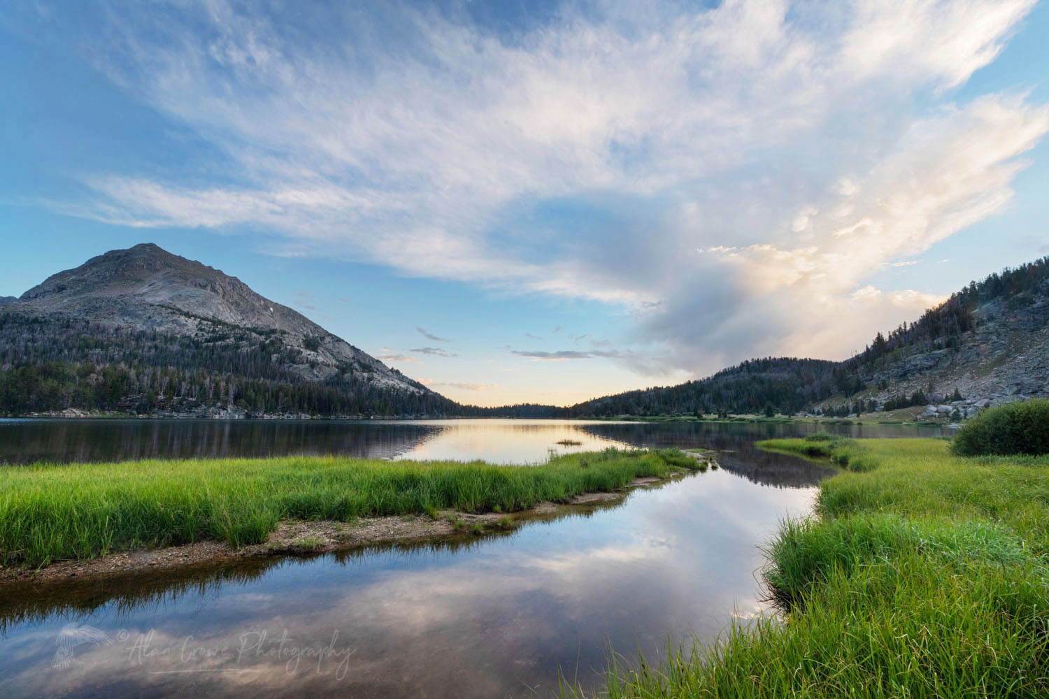 Evening storm clouds reflected in Big Sandy Lake, Bridger Wilderness, Wind River Range, Wyoming #78273