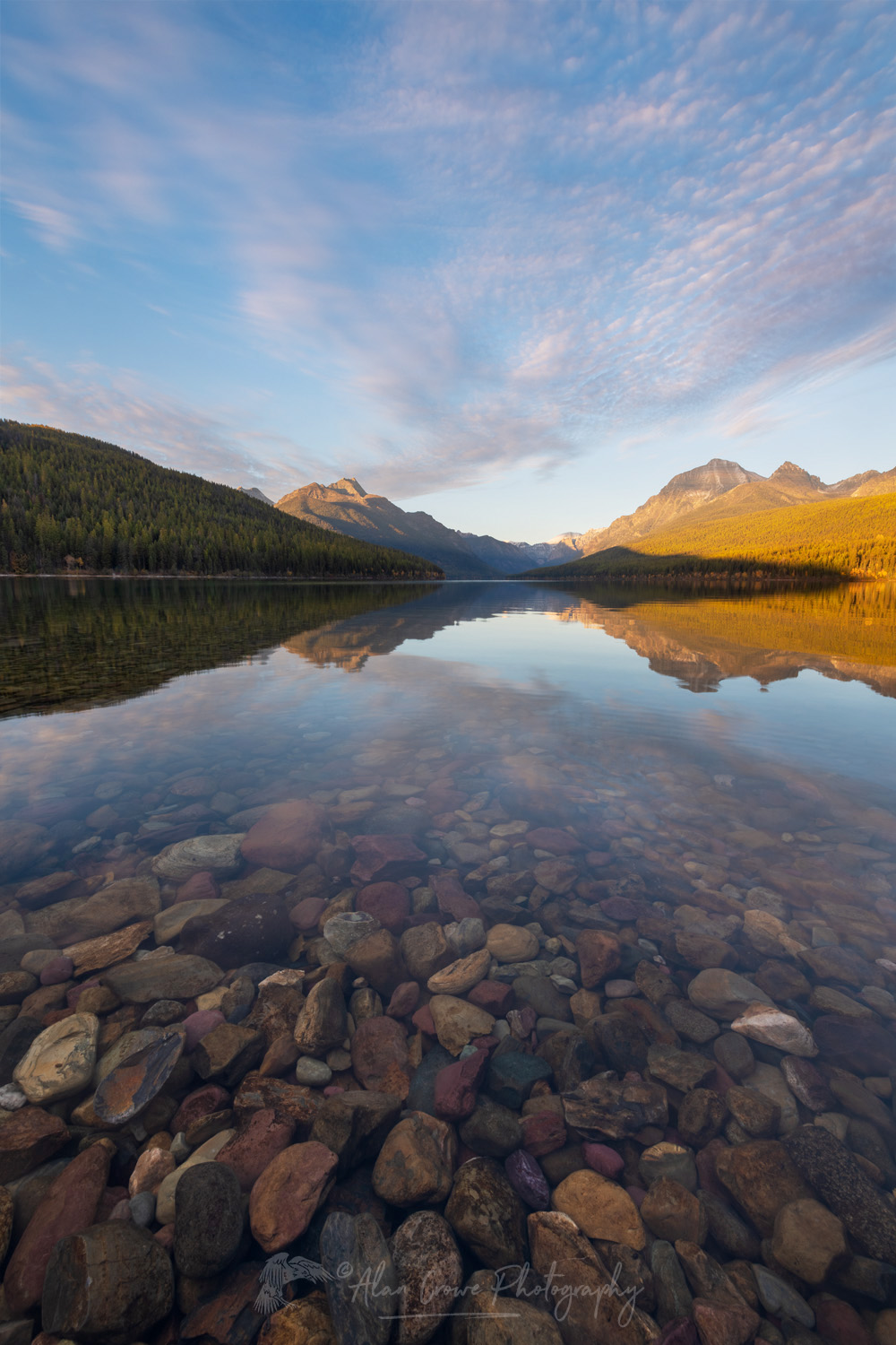 Bowman Lake, Numa Peak (L), and Rainbow Peak in the distance. Glacier National Park, Montana #87426