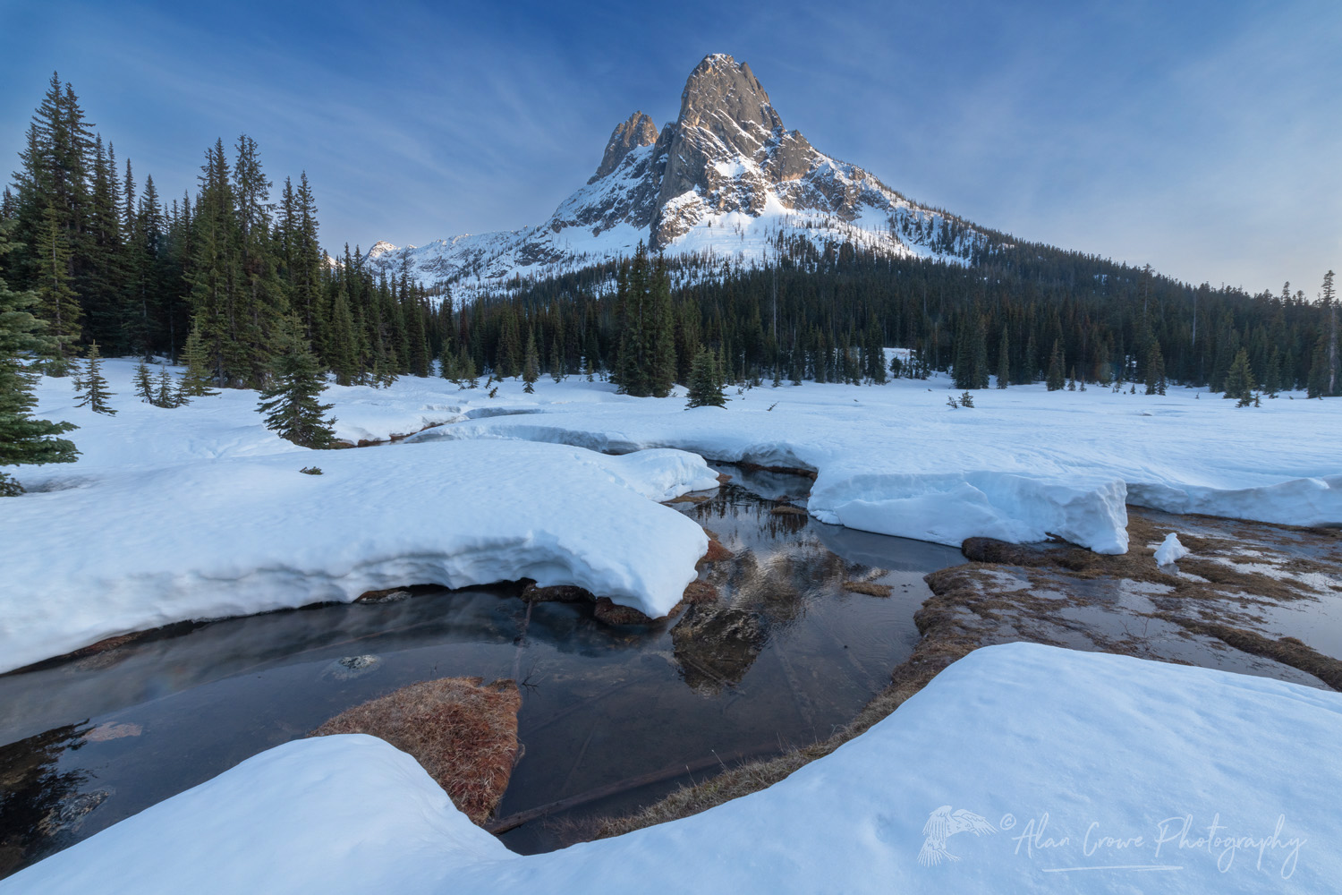 Liberty Bell Mountain seen from snow covered meadows of Washington Pass. North Cascades Washington #85814