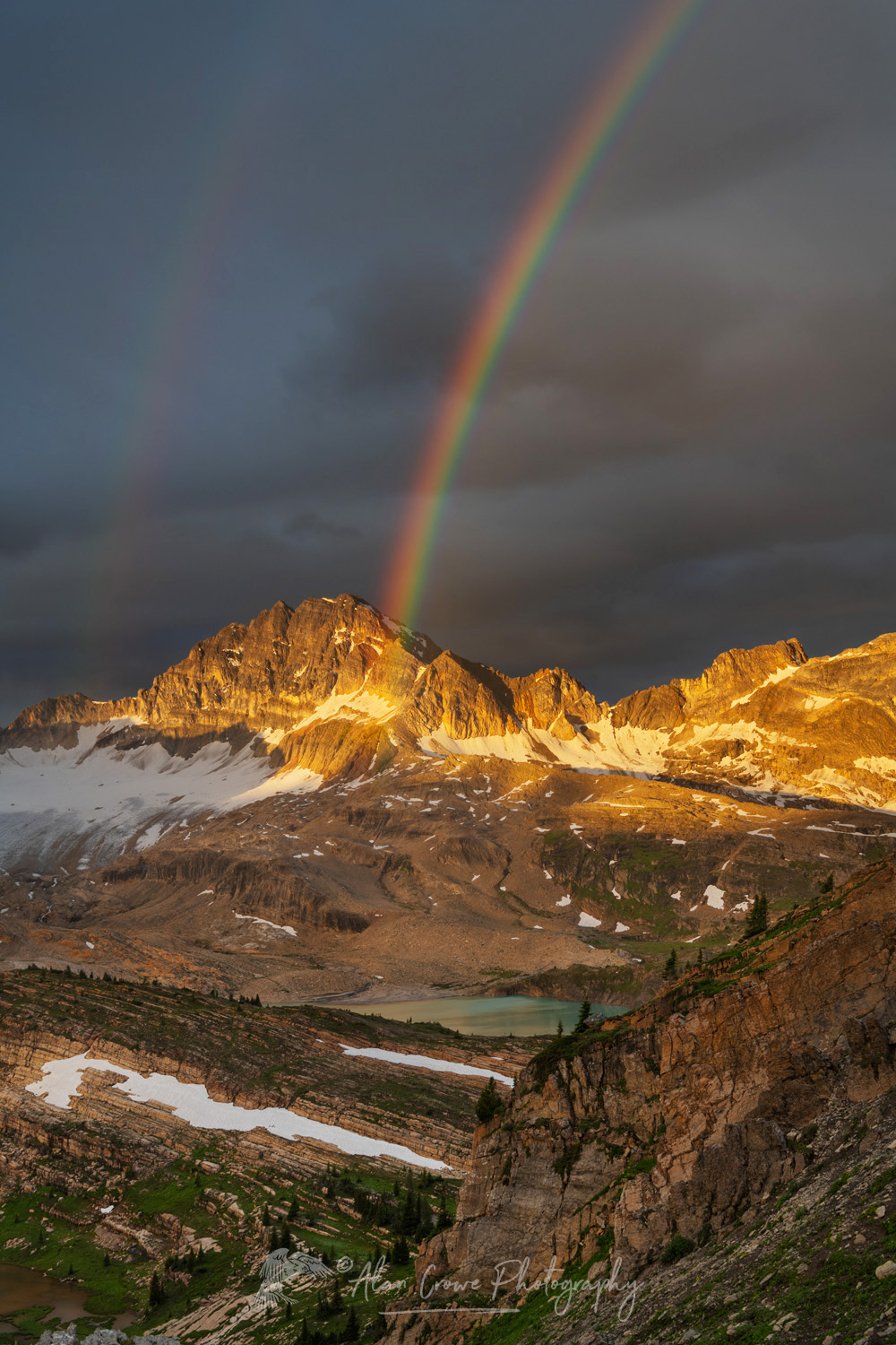 Sunrise rainbow over Limestone Lakes Basin. Height of the Rockies Provincial Park, British Columbia #86470